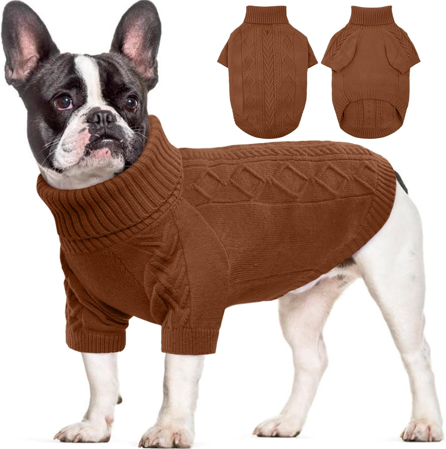 Kuoser Suéter para perro, suéteres para perros medianos, niñas y niños, suéter de punto para mascotas, traje de punto para Navidad, Acción de