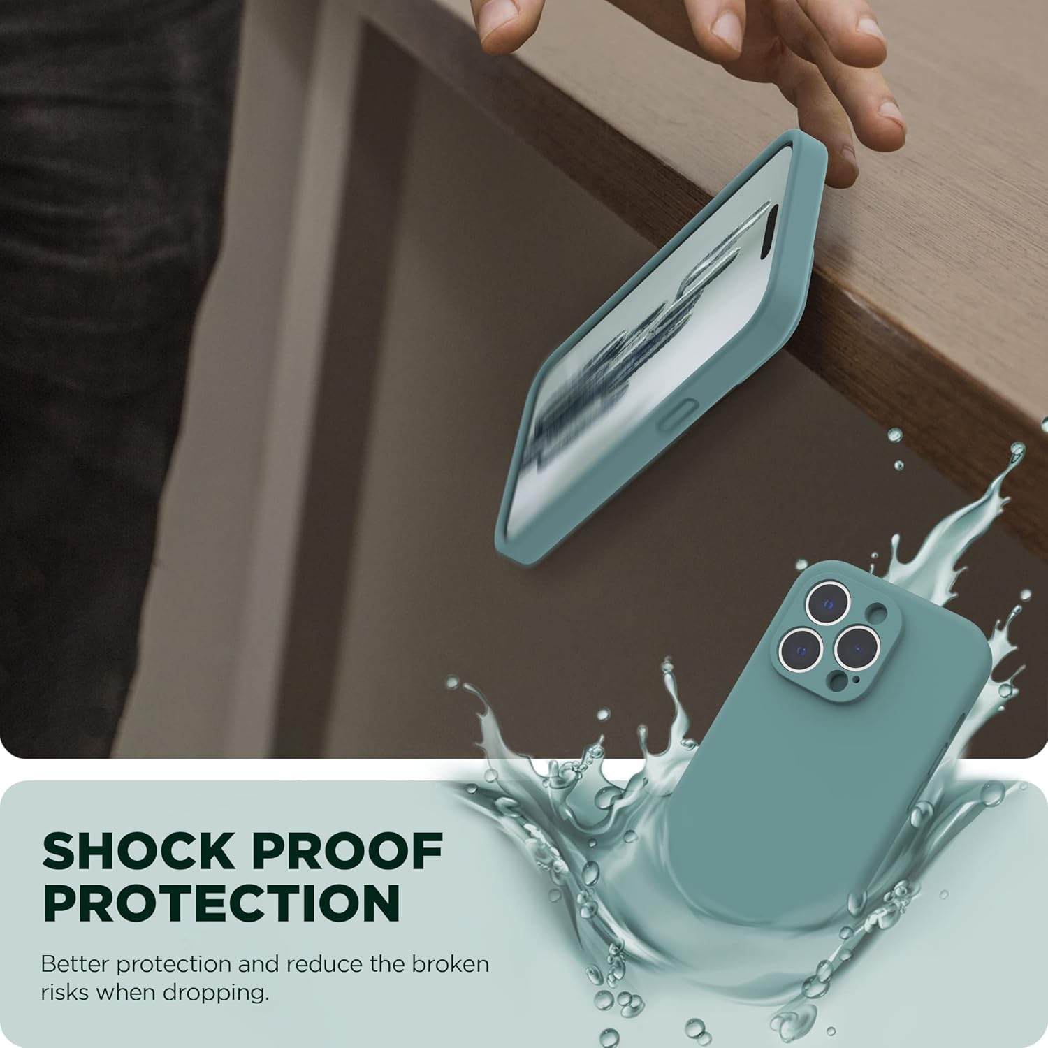 SURPHY Funda diseñada para iPhone 14 Pro con protector de pantalla, (protección de cámara y forro de microfibra suave), funda de silicona líquida,