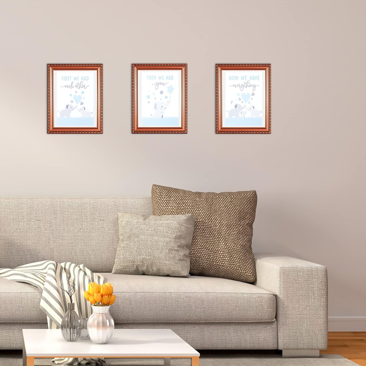CAIRIAC Impresión artística de elefante bebé, póster artístico de pared con cita de amor de familia de elefantes, impresiones en lienzo modernas