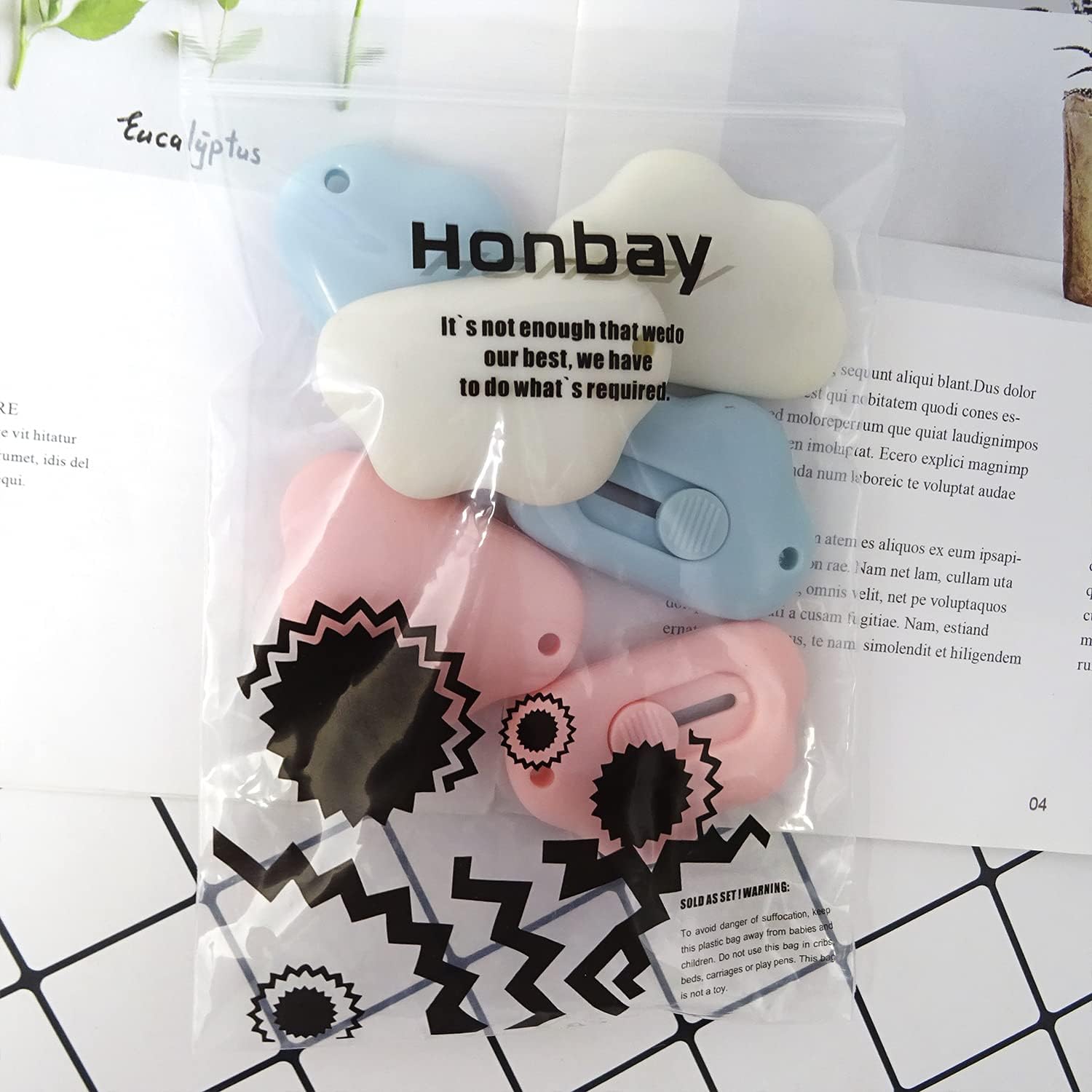 Honbay 6 Uds. Creative Cute Cloud Mini Utility Cuchillos Portátiles Cuchillo de Arte Retráctil Cuchillo de Sobre Abrecartas Abrecartas Cartón Caja