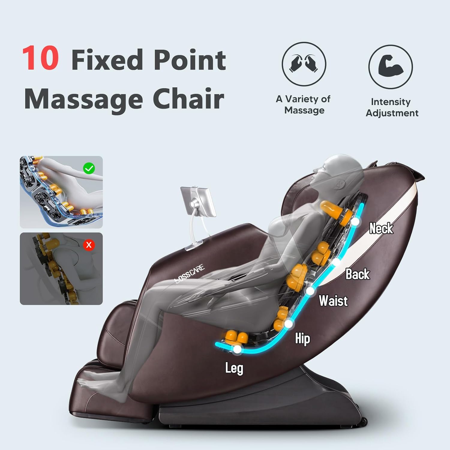 Silla de masaje Zero Gravity, SL Track de cuerpo completo, sillón reclinable de masaje con calefacción trasera, reposapiés extensible eléctrico,