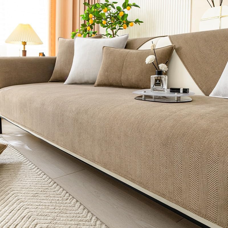 Funda de sofá divertida y mullida, funda protectora de muebles de tela de chenilla en espiga, antideslizante y lujosamente suave, funda de sofá con