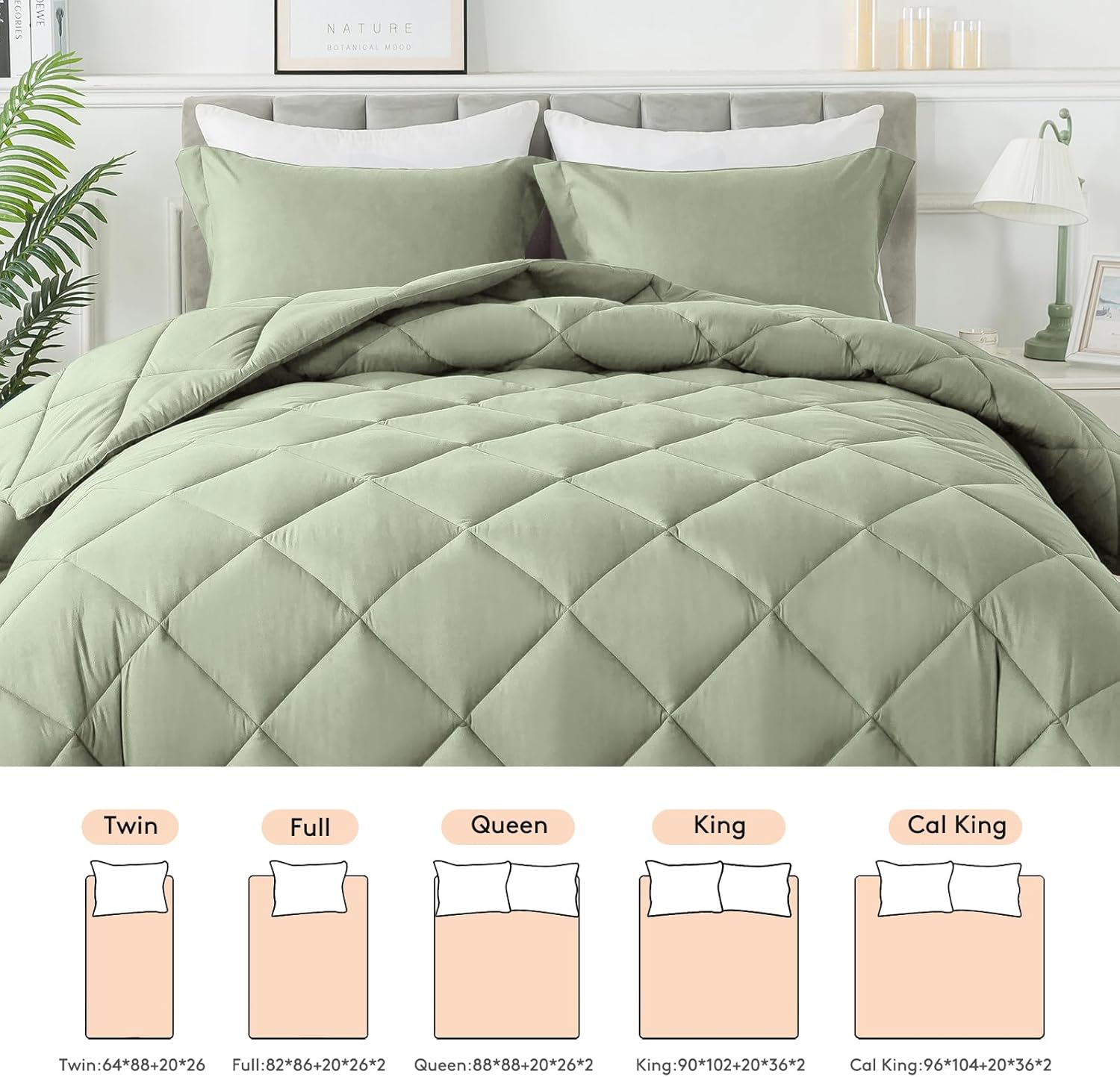 Juego de edredón de tamaño individual con 1 funda de almohada, edredón de cama alternativo al plumón para todas las estaciones, ligero, lavable a