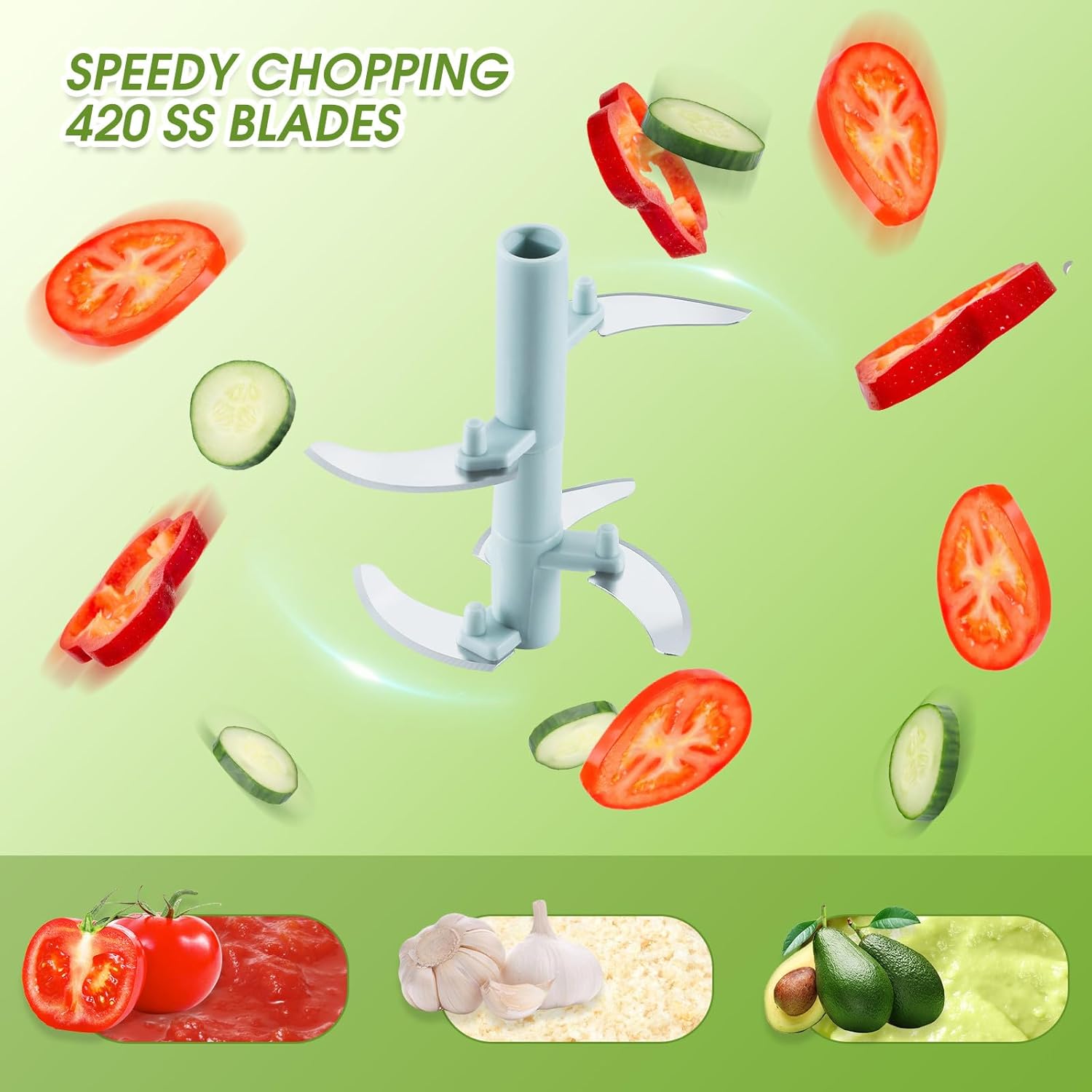 Pequeño procesador de alimentos manual Protable ensalada de carne picadora de frutas Cortador de cebolla Picadora de ajo Gadgets de cocina, 30.4 fl