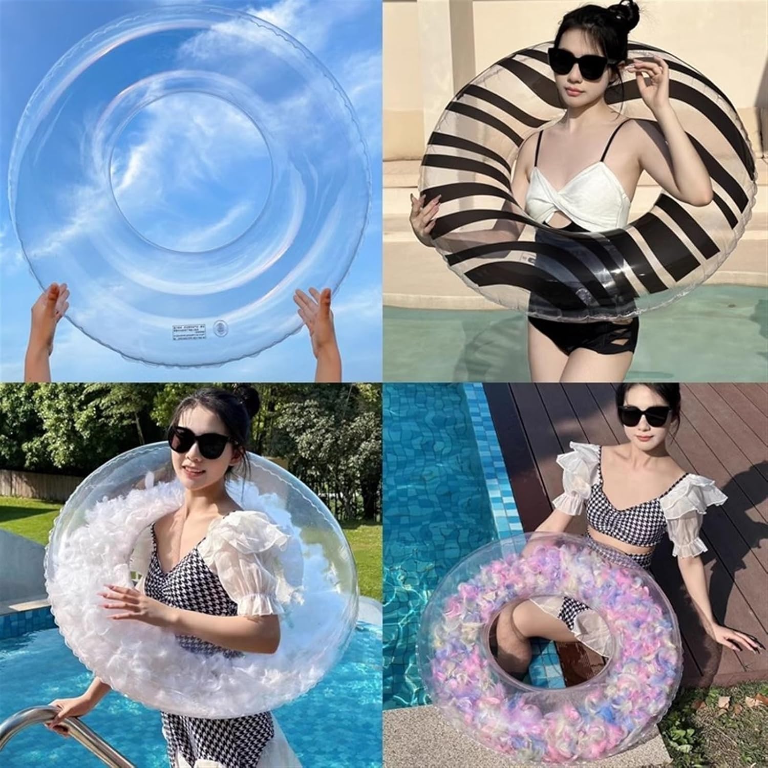 Divertidos y coloridos flotadores de piscina para niños y adultos, grandes flotadores para anuncios, anillos de natación, tubos inflables para