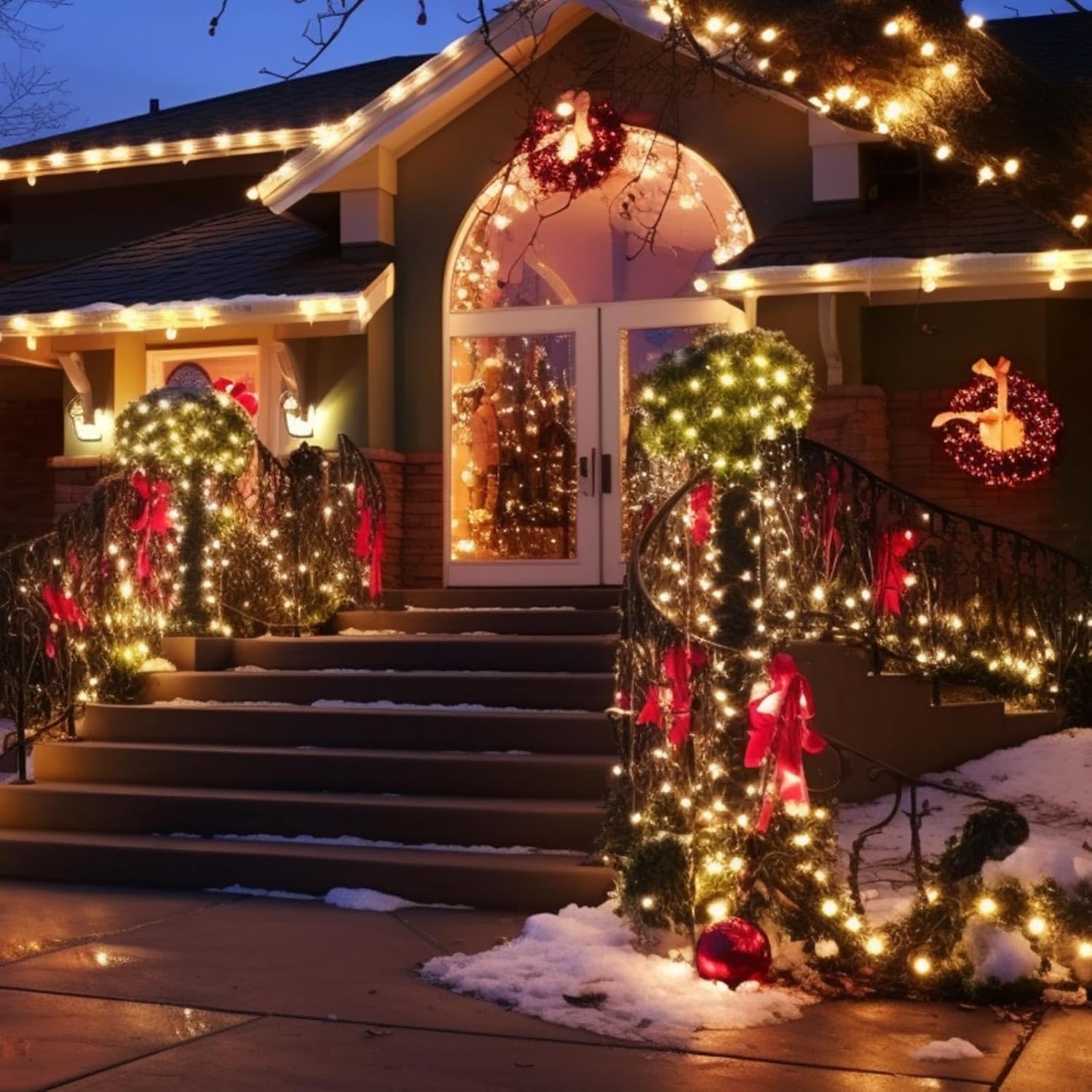 Paquete de 2 tiras de luces solares para decoración al aire libre con 8 modos en total de 80 pies, 200 luces LED impermeables de alambre de cobre,