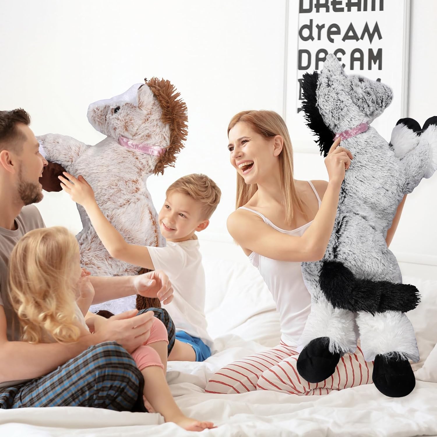 2 piezas de caballo gigante de peluche de caballo largo, almohada de peluche grande de caballo de peluche, gran regalo para niños, Navidad, día de