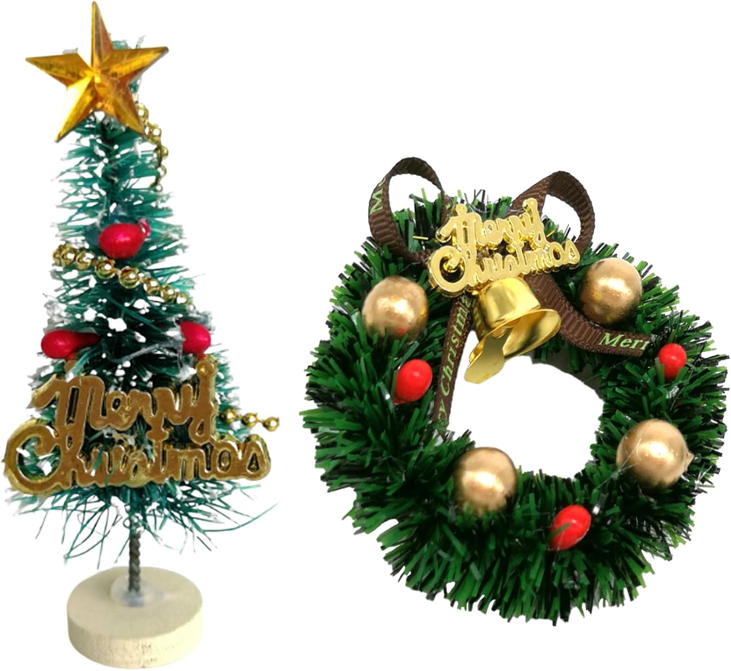 Casa de muñecas, árbol de Navidad, corona de Navidad de casa de muñecas, 2.36 pulgadas, 112, mini coronas artificiales de Navidad, adornos para casa