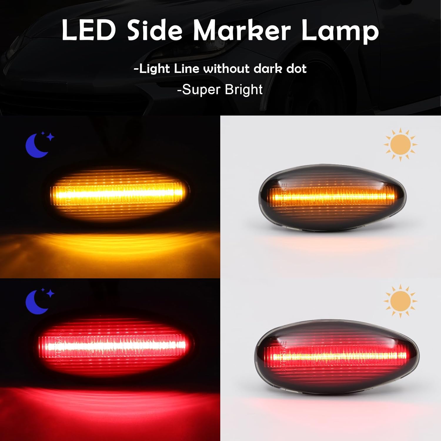 AUYICH Luces LED de posición laterales compatibles con Silverado Sierra 2500HD 3500HD 1999-2014 de repuesto, luces indicadoras traseras rojas