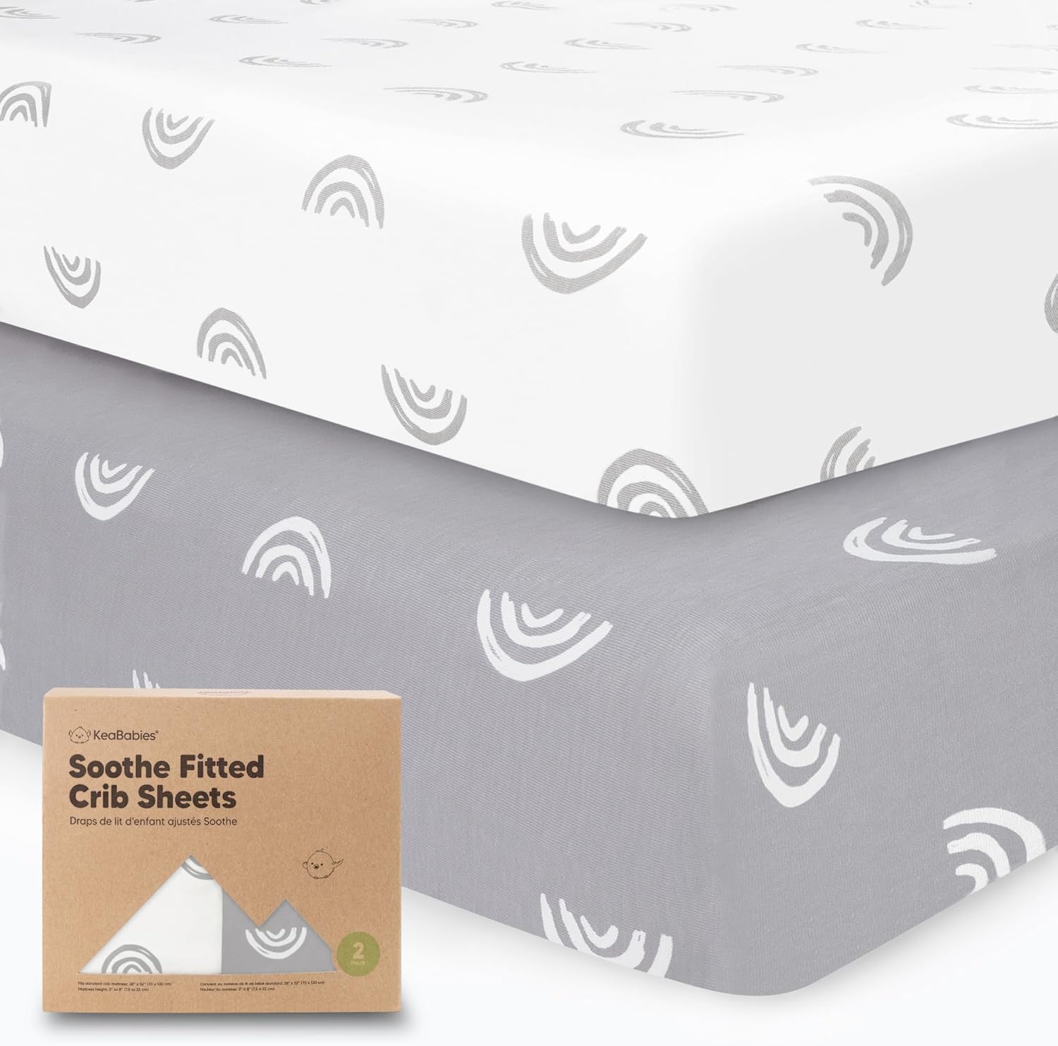 Paquete de 2 sábanas orgánicas para cuna para niños, niñas, sábana bajera ajustable de jersey, sábanas neutrales para cuna, sábana de colchón para