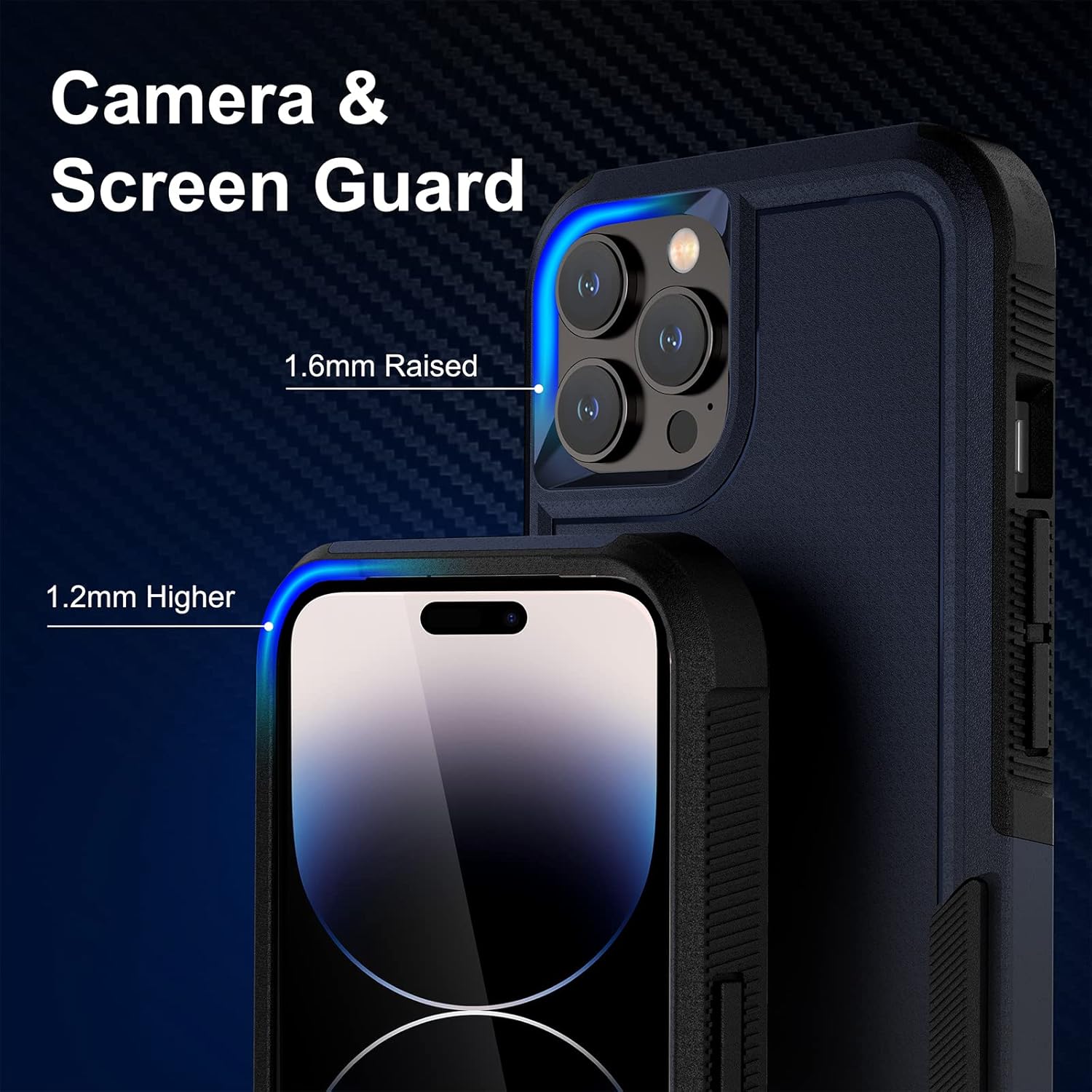 BOJEEL Funda para iPhone 14 Pro Max, doble capa de cuerpo completo a prueba de golpes, compatible con iPhone 14 Pro Max de 6.7 pulgadas (azul)