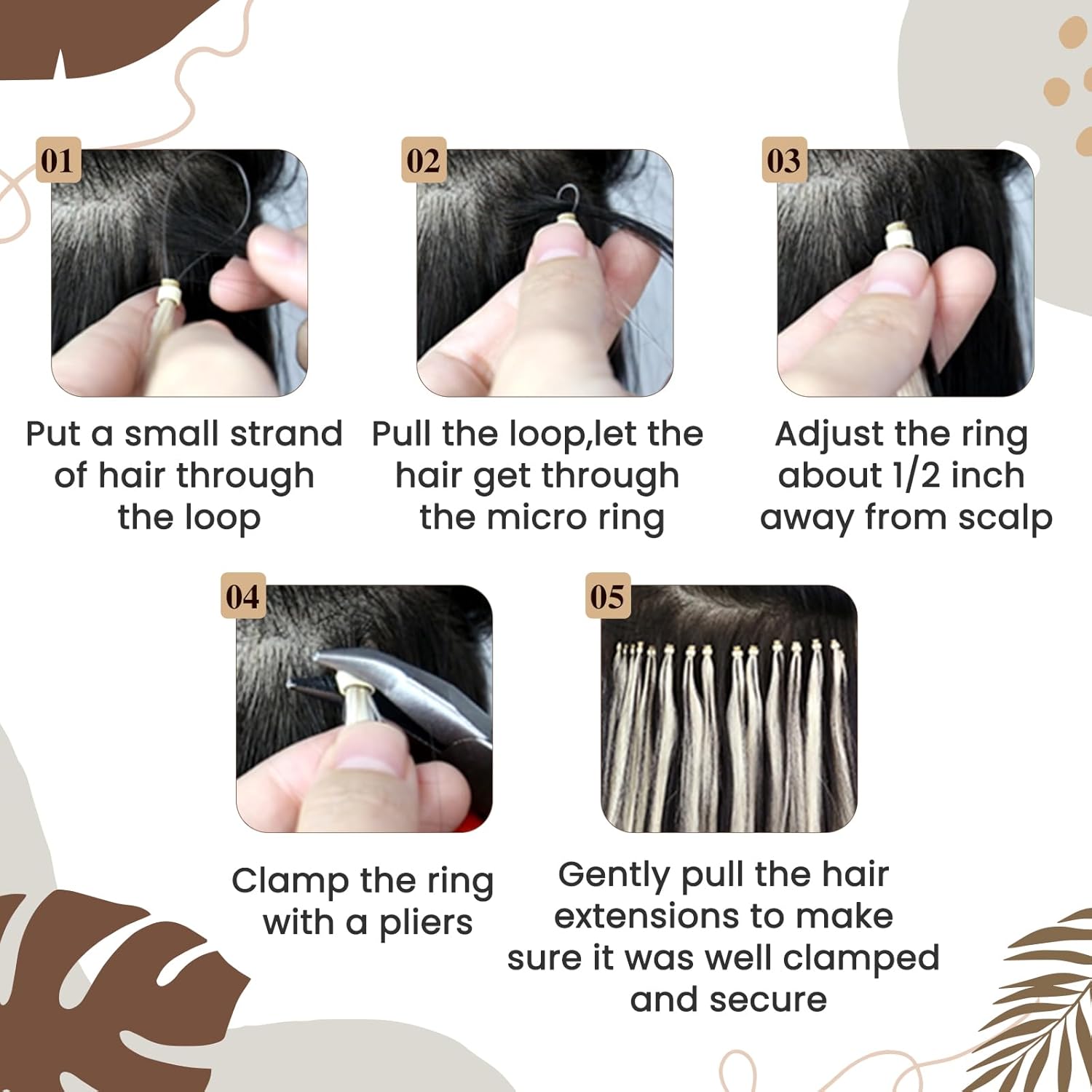 Hetto Micro Loop – Extensiones de cabello humano real de microcuentas preunidas, #1bplateado, negro degradado a plateado con micro enlace,
