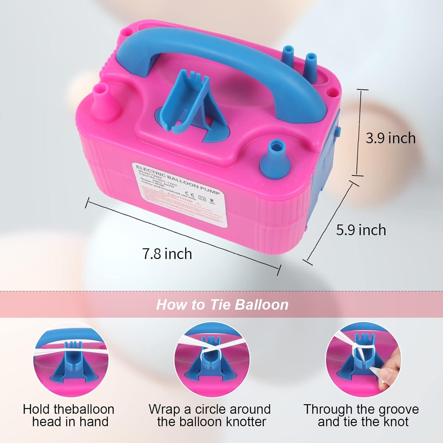 Bomba eléctrica de globos, inflador de globos de 110 V 600 W, inflador de globos de doble boquilla para decoración, fiesta, deporte, regalos 2