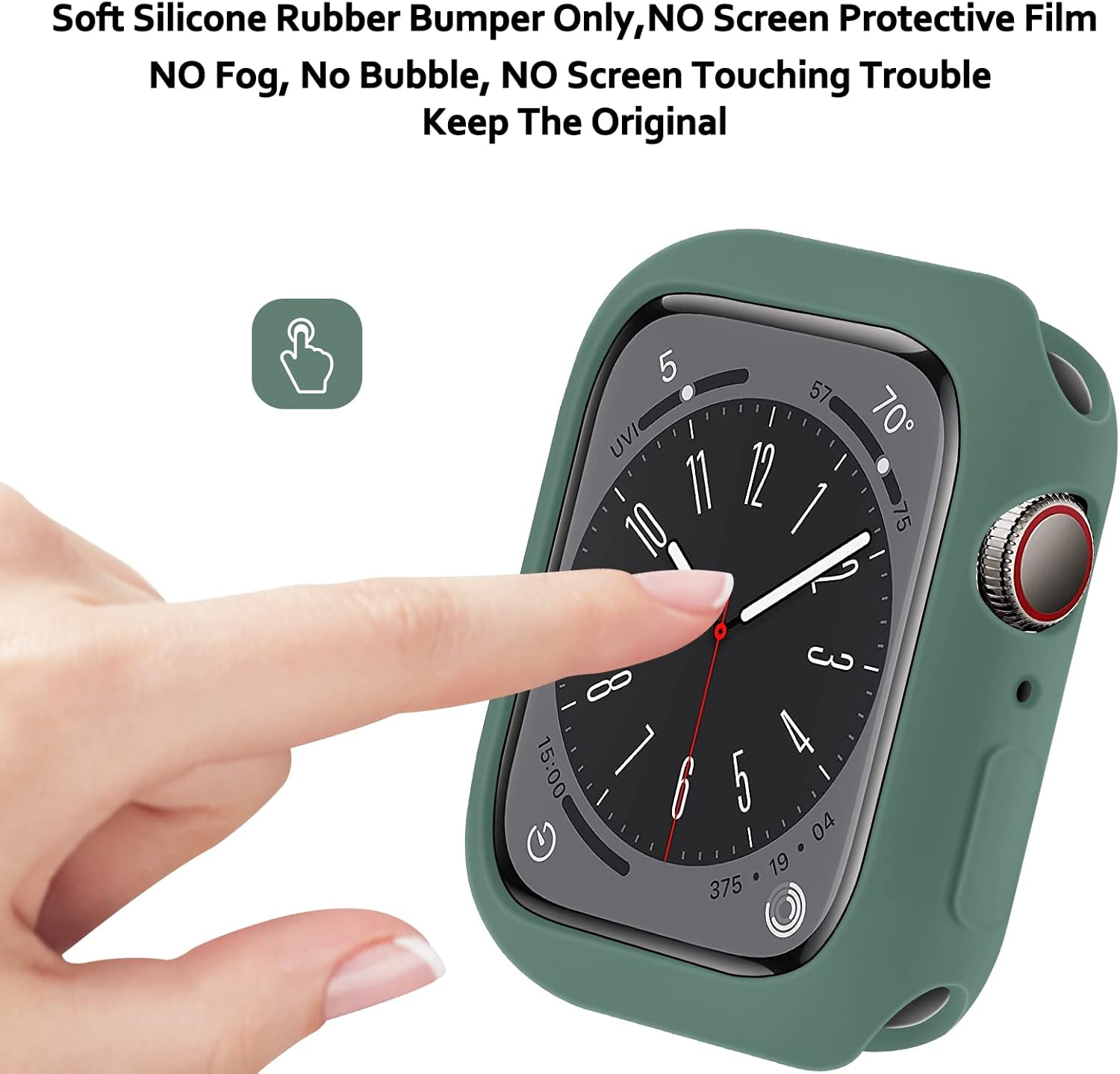 Funda para Apple Watch sin protector de pantalla 1.614in Series 78 de TPU suave y flexible, ultradelgada, ligera, parachoques protector para iWatch