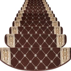 TINTON LIFE Juego de 13 alfombras antideslizantes y lavables con parte trasera de goma antideslizante para interiores, protectores de escalera TINTON LIFE Juego de 13 alfombras antideslizantes y lavables con parte trasera de goma antideslizante para interiores, protectores de escalera