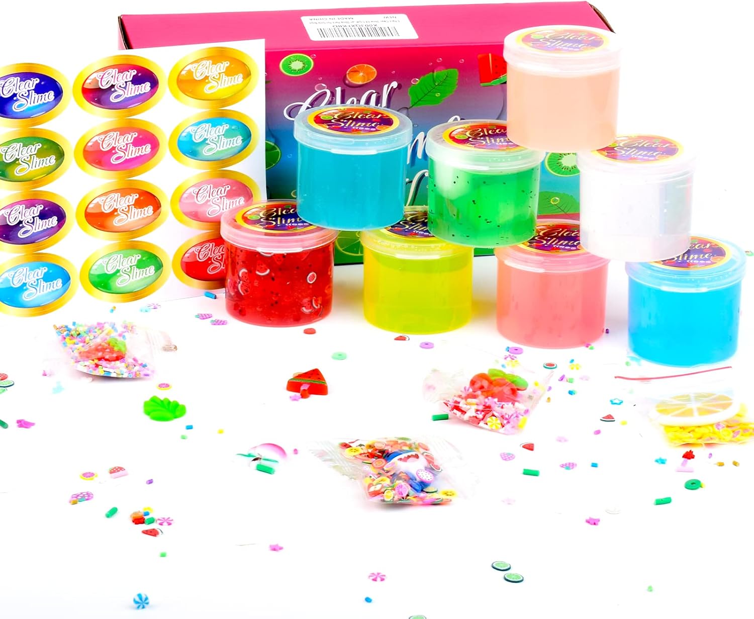 Paquete de 8 slime transparente, juego de limo transparente para niños, regalos de fiesta, juguetes de Navidad, paquete de limo transparente