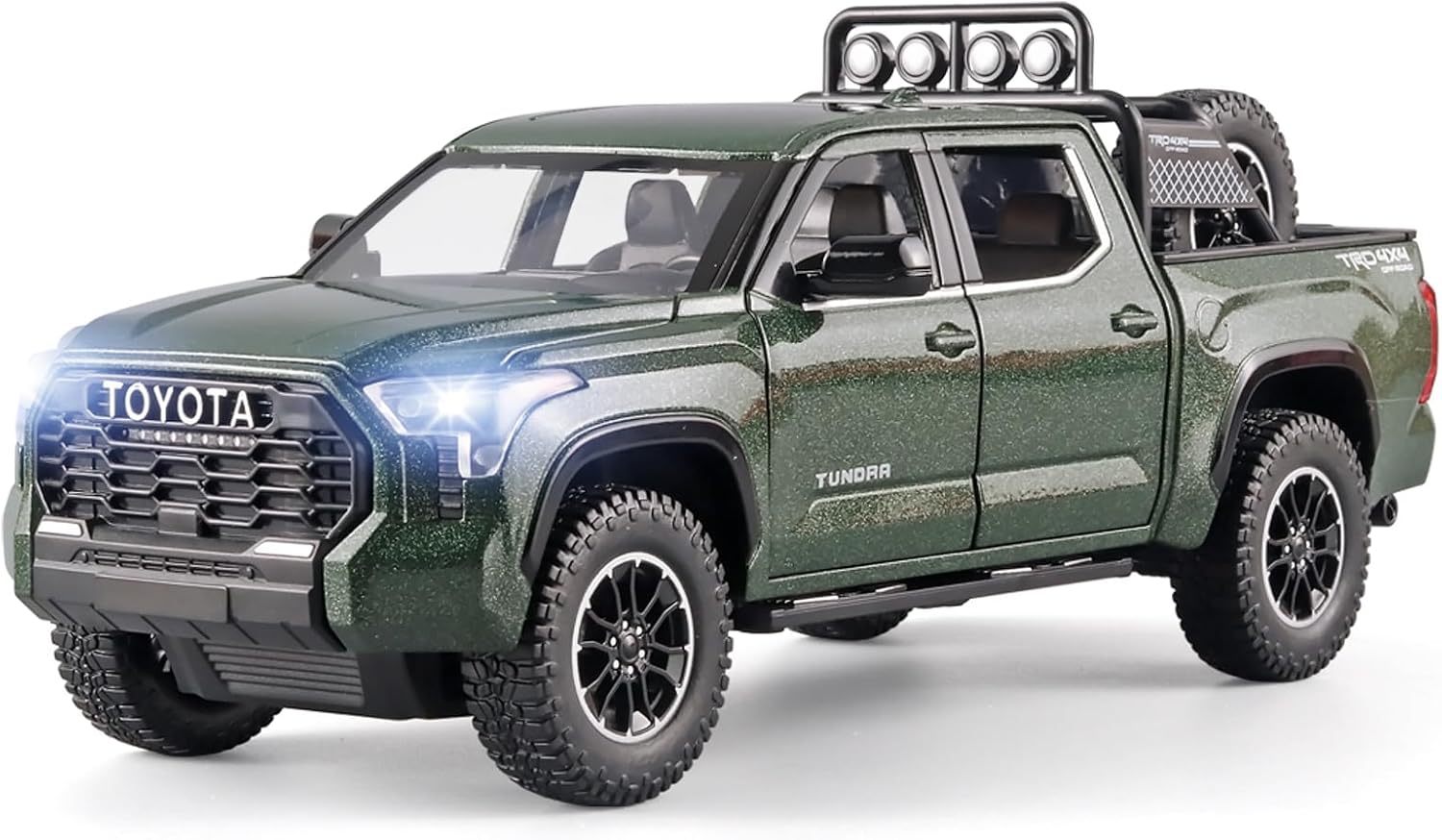 Toy Trucks for Boys 124 Tundra Diecast Metal Model Toy Pickup Truck Pull Back Car Model with Light and Sound Toy Trucks for Boys Age 4-7(Green)