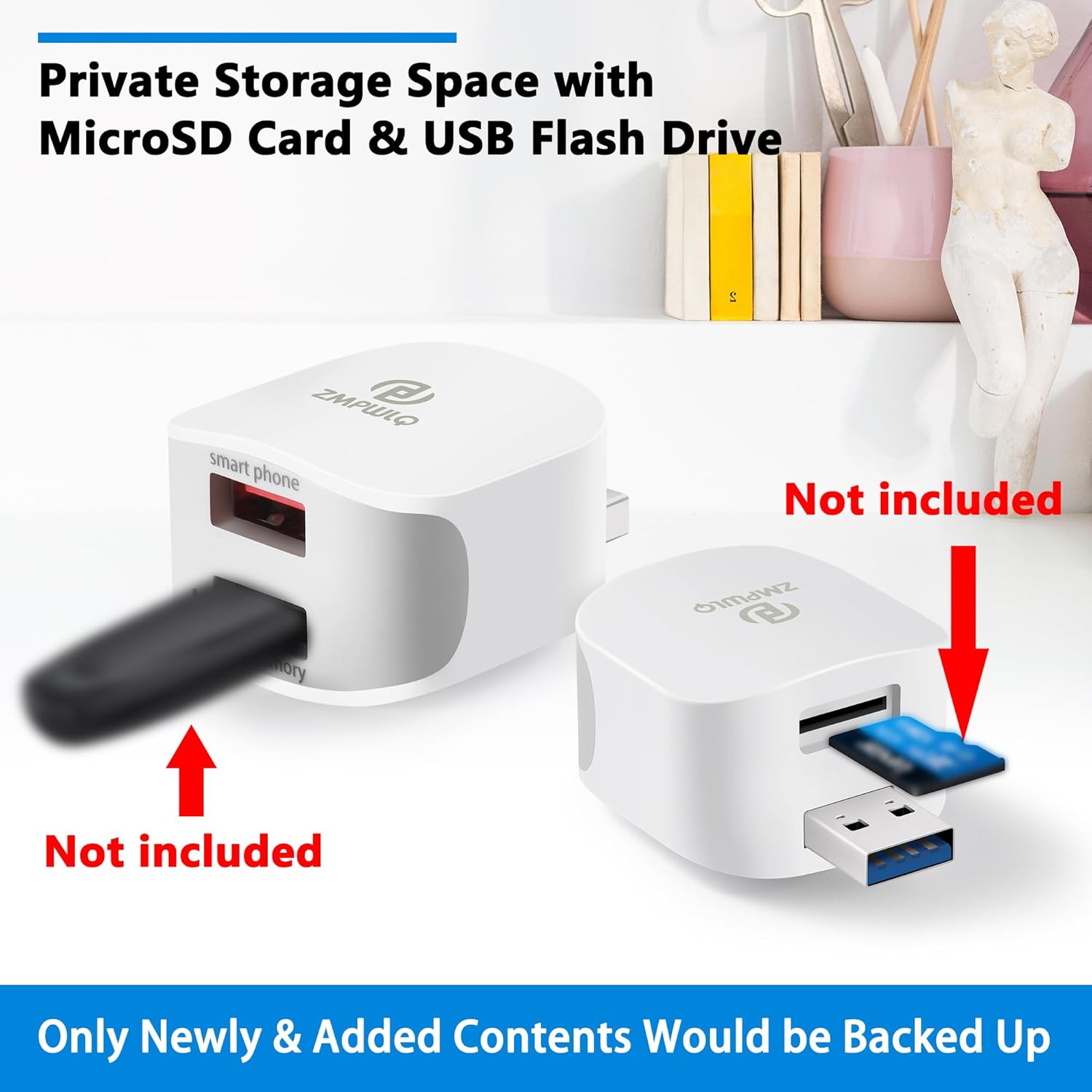 PL ZMPWLQ Adaptador de copia de seguridad automática para iPhonefoto-copia de seguridad-almacenamiento-cubo de datos para iPhone-Backup-Dispositivo