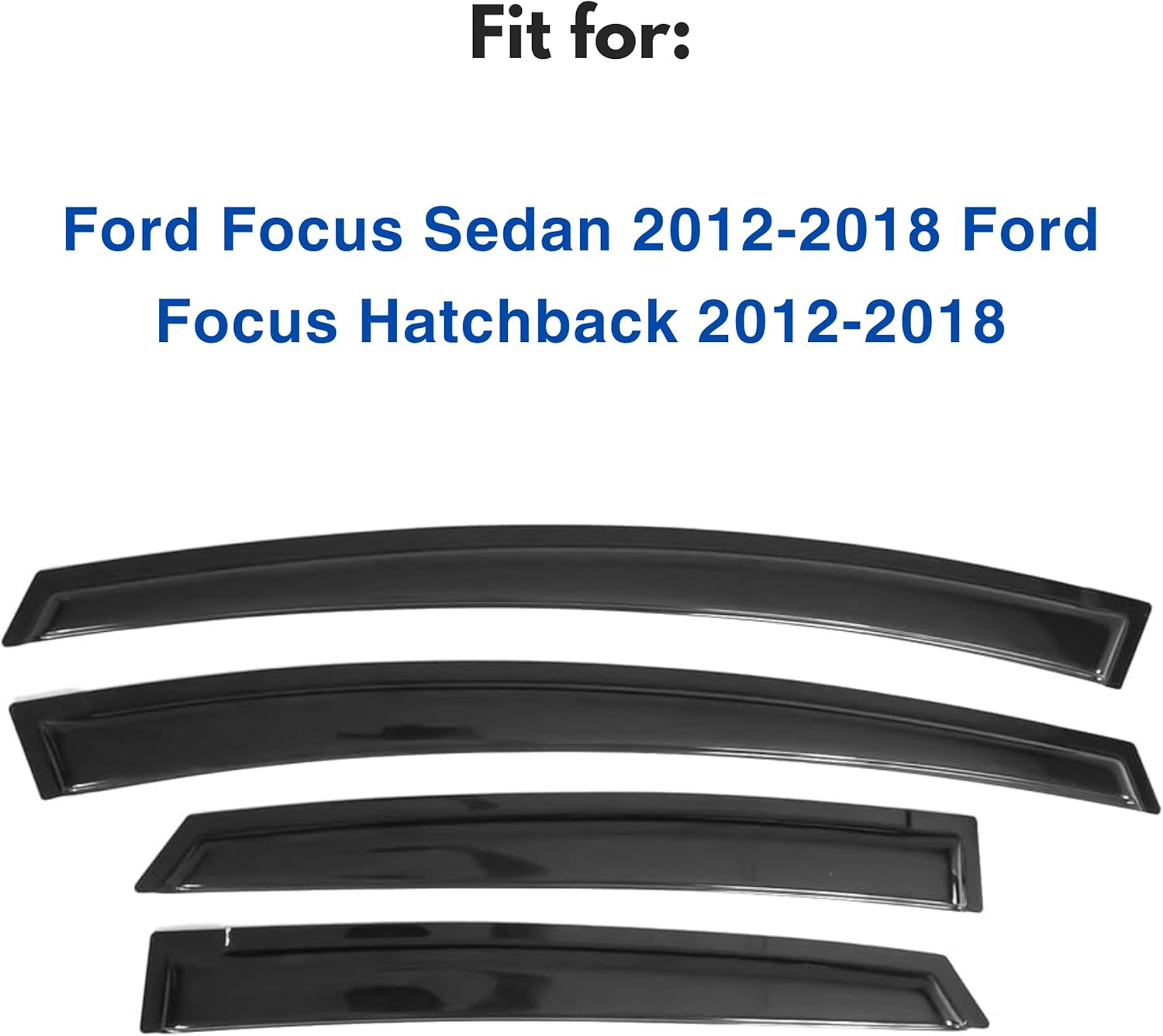 IMMORTAL GROUP Visor de ventana compatible con Ford Focus Sedan y Hatchback 2012-2018, protector de lluvia, extraduradero, deflector de ventana de