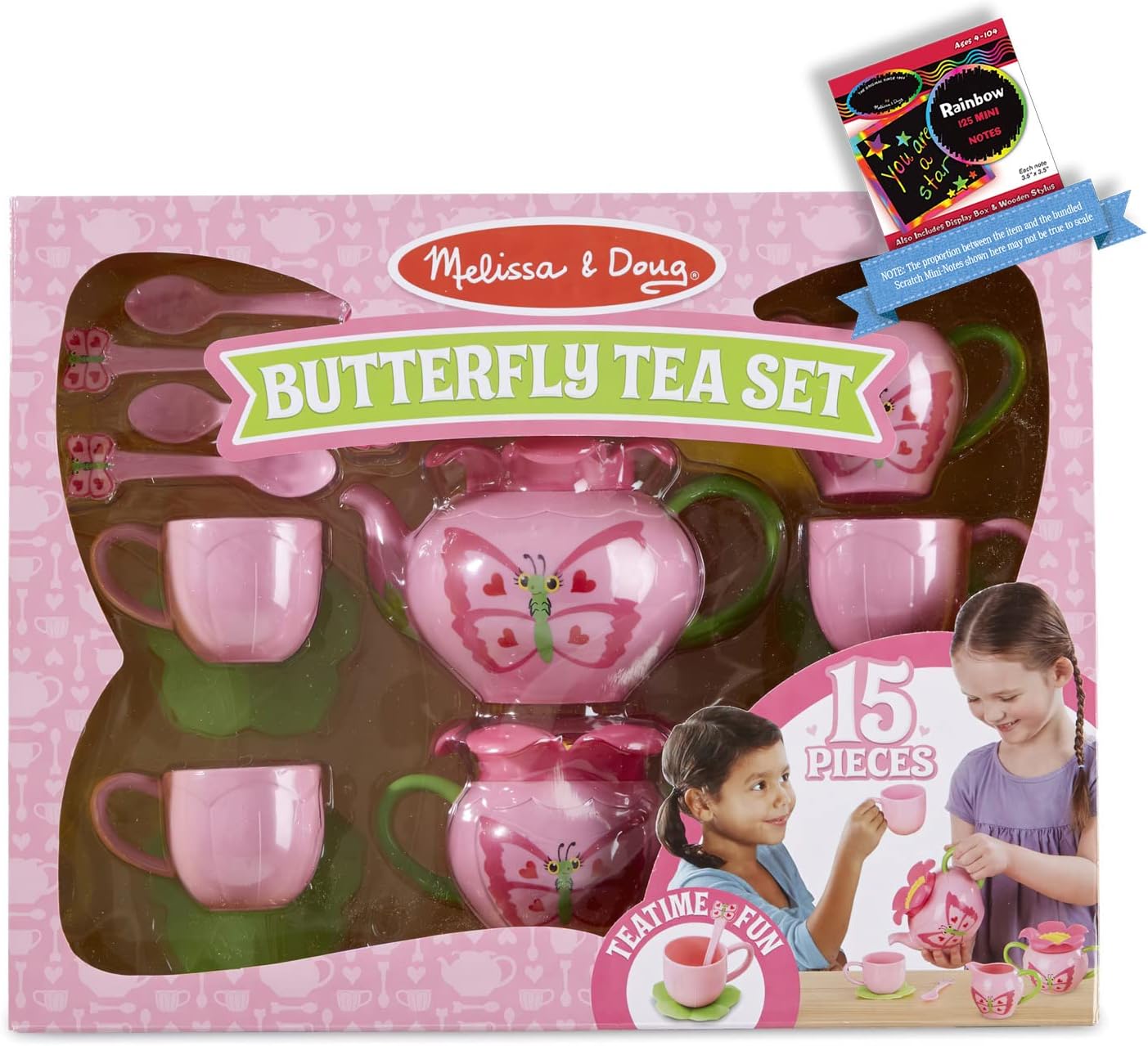 Melissa & Doug Bella Butterfly Juego de té con 1 tema compatible con M&D Scratch Fun Mini Pad (06181)