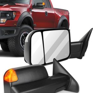 ECCPP, espejos de remolque del lado del pasajero y conductor eléctricos térmicos para 2009-15 Ram 1500 Pickup, par de espejos laterales con luces de ECCPP, espejos de remolque del lado del pasajero y conductor eléctricos térmicos para 2009-15 Ram 1500 Pickup, par de espejos laterales con luces de