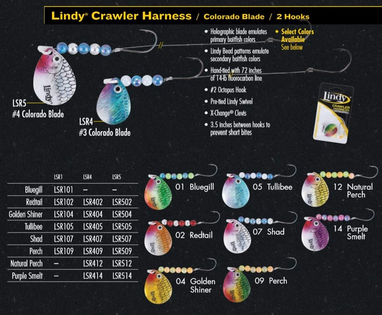 Lindy Colorado Blade Crawler arnés Spinner pesca señuelo con cuchillas holográficas y patrones de cuentas seleccionados a mano
