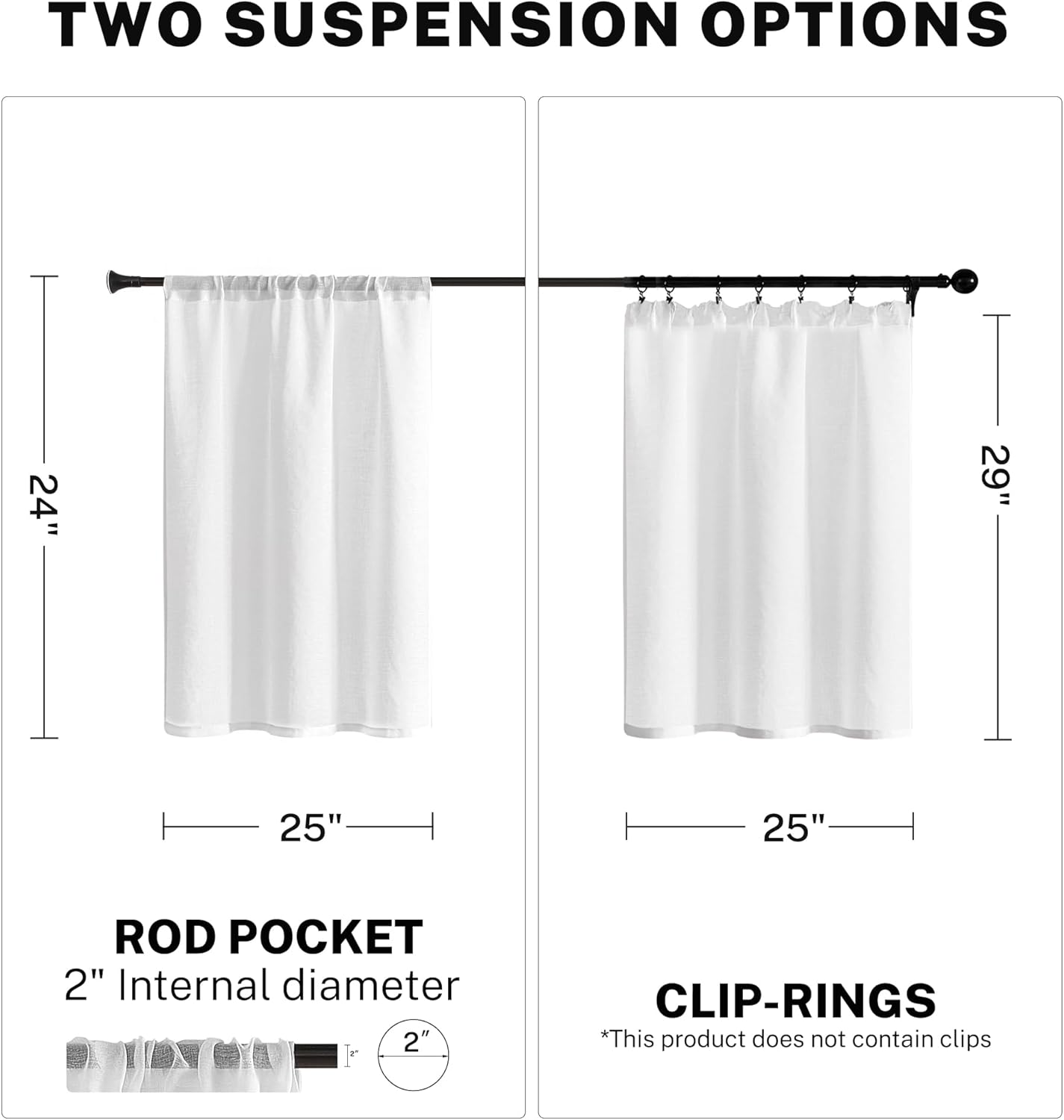 MRTREES – Cortinas de gasa pequeñas y translúcidas con filtrado de luz y bolsillo para cortinero, 2 paneles para media ventana