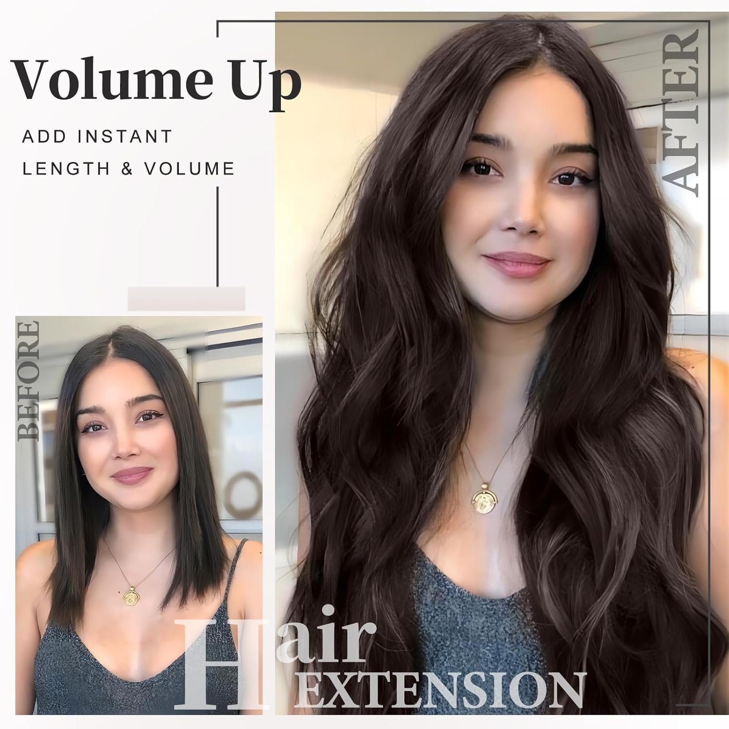 Extensiones de cabello con alambre invisible con 4 clips seguros, extensiones de cabello negro natural de 20 pulgadas con alambre transparente