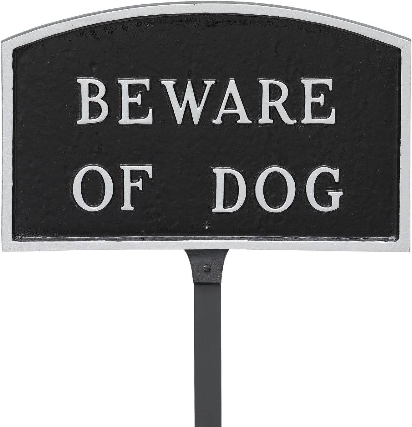 Placa de pared o césped Arch Beware Of Dog – Aluminio recubierto de polvo – Resistente a los rayos UV – Fácil de instalar