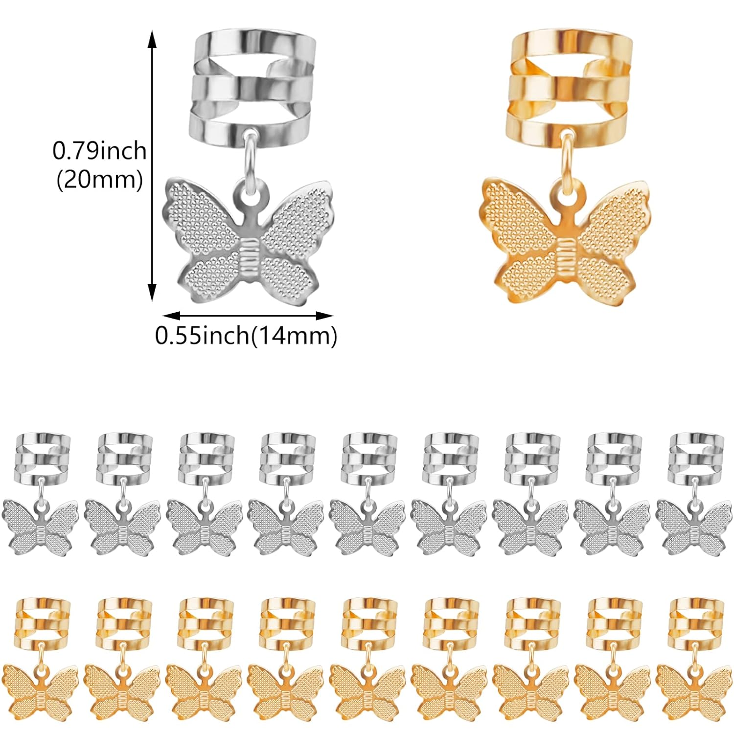 40 pinzas para el cabello con diseño de mariposa, trenzas, trenzas, colgantes, clip ajustable de metal para decoración de mariposas, clips de