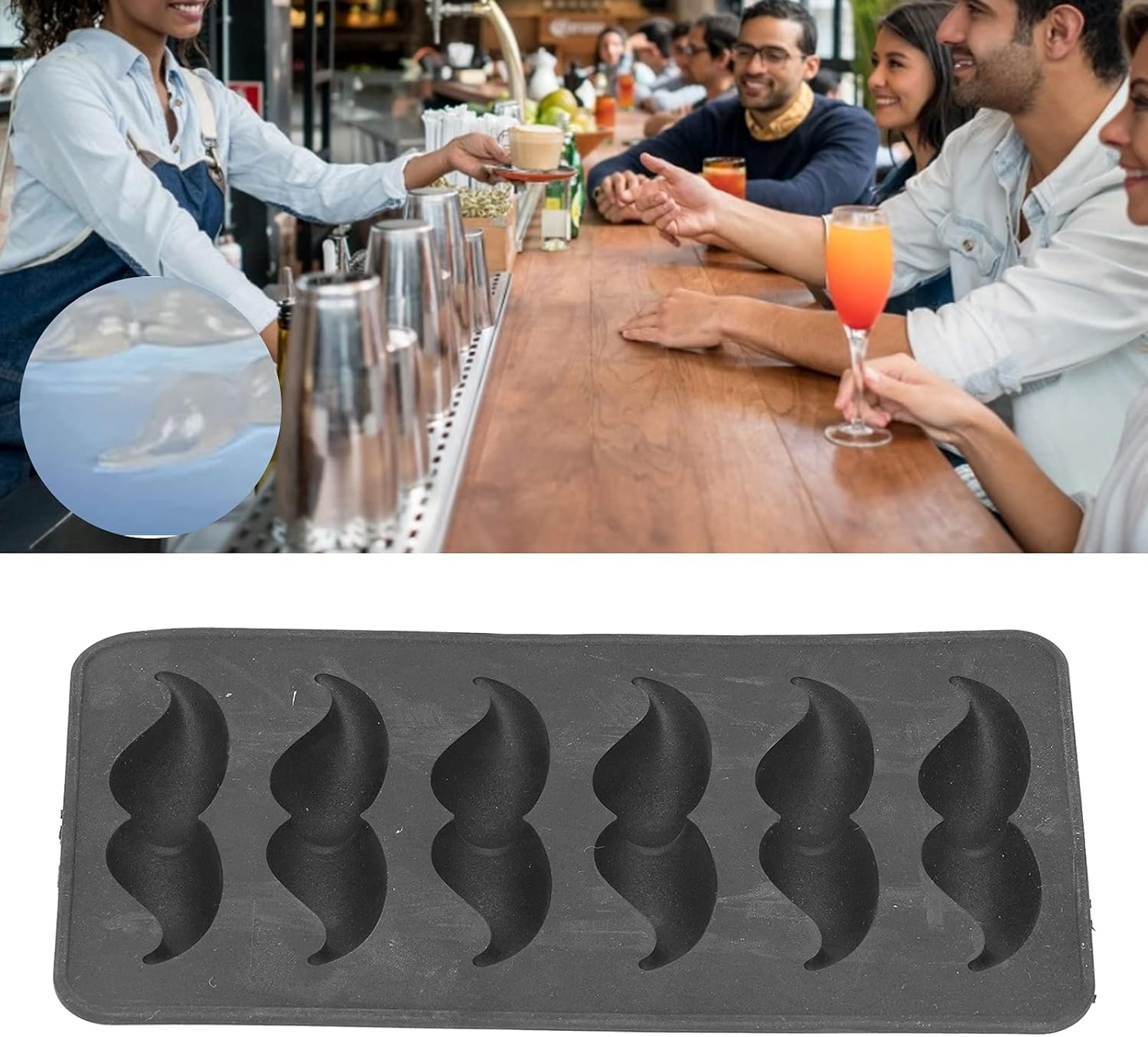 Moldes de silicona para el hogar, moldes de silicona para el hogar, moldes de hielo en forma de bigote, moldeo de verano negro, molde para moldes