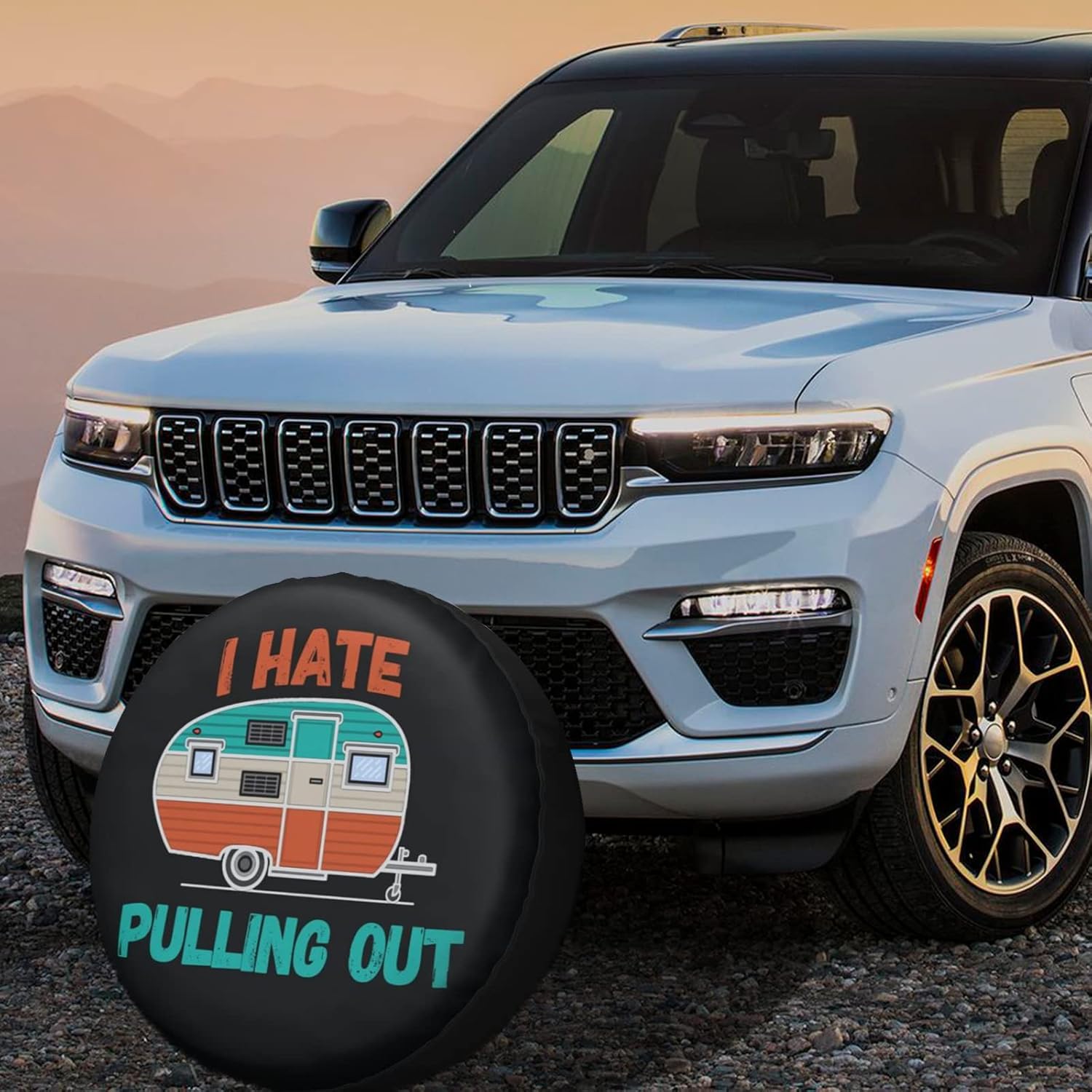Cubierta de llanta de repuesto para neumáticos de caravana, protectores de neumáticos para remolque, RV, SUV, camión, remolque de viaje (I Hate Pull