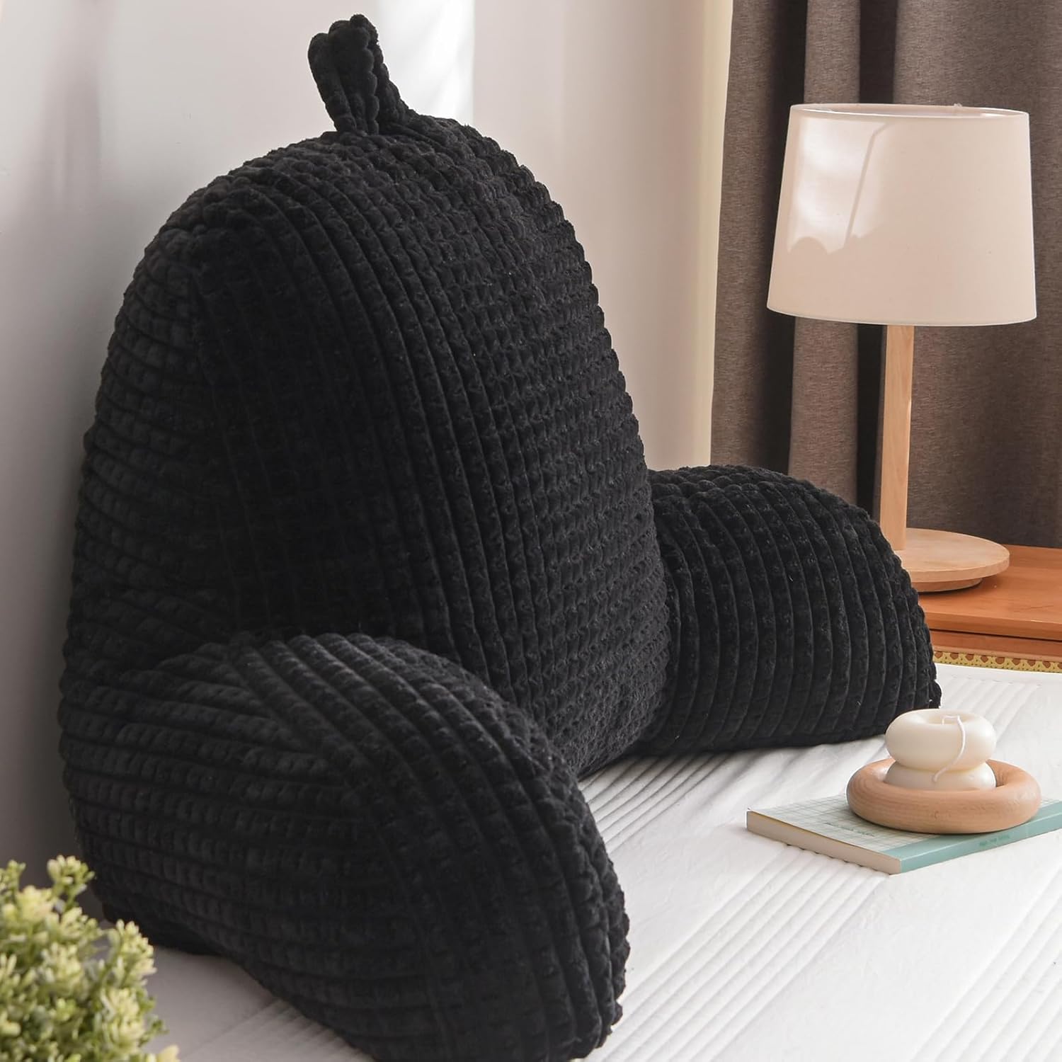 A Nice Night Almohada de lectura para cama de cuña grande para adultos y niños, respaldo con brazos para sentarse en la camasofá para descansar en