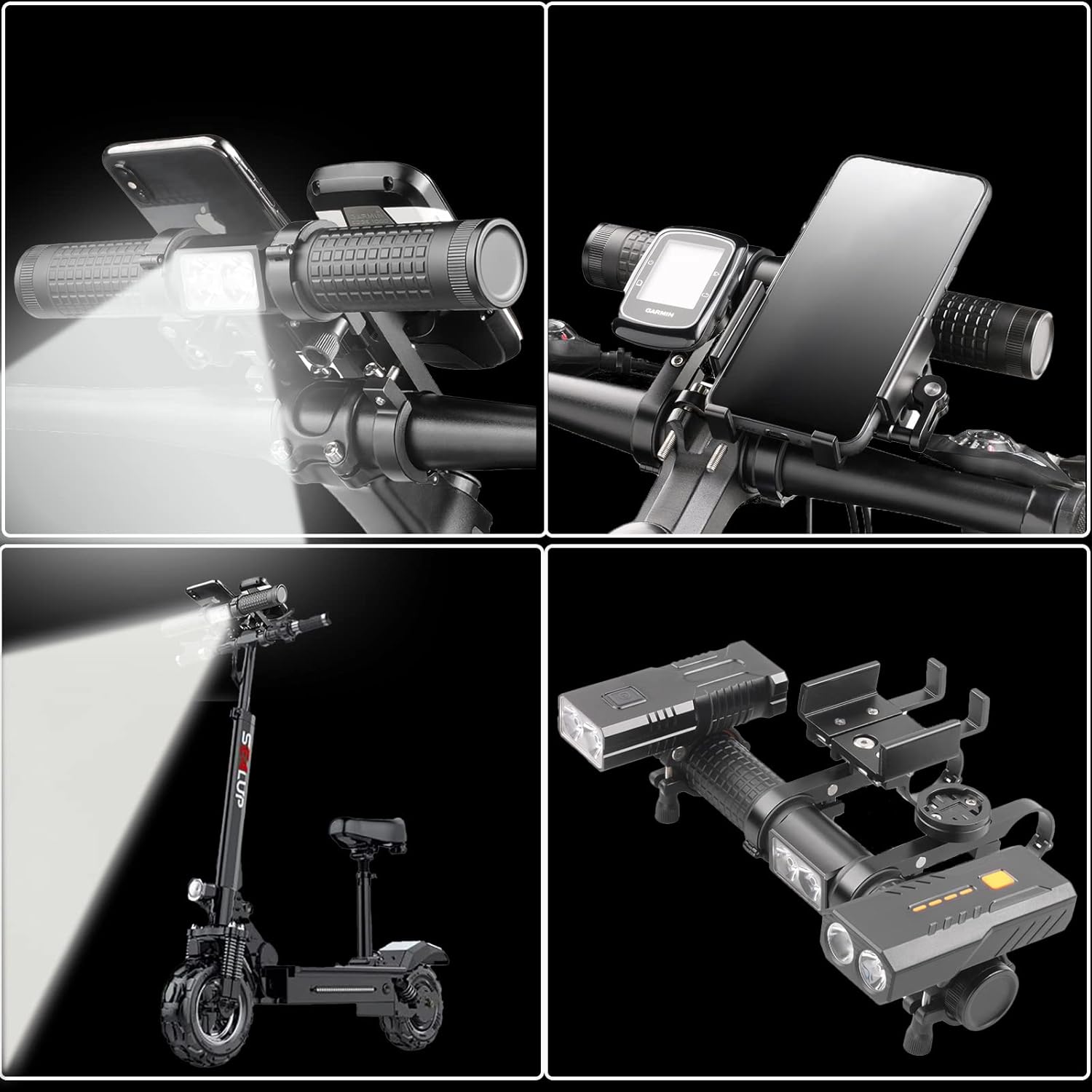 Juego de luces para bicicleta, luz recargable por USB, luces traseras de bicicleta, luz multifuncional de bicicleta de 2400 lúmenes, viene con un