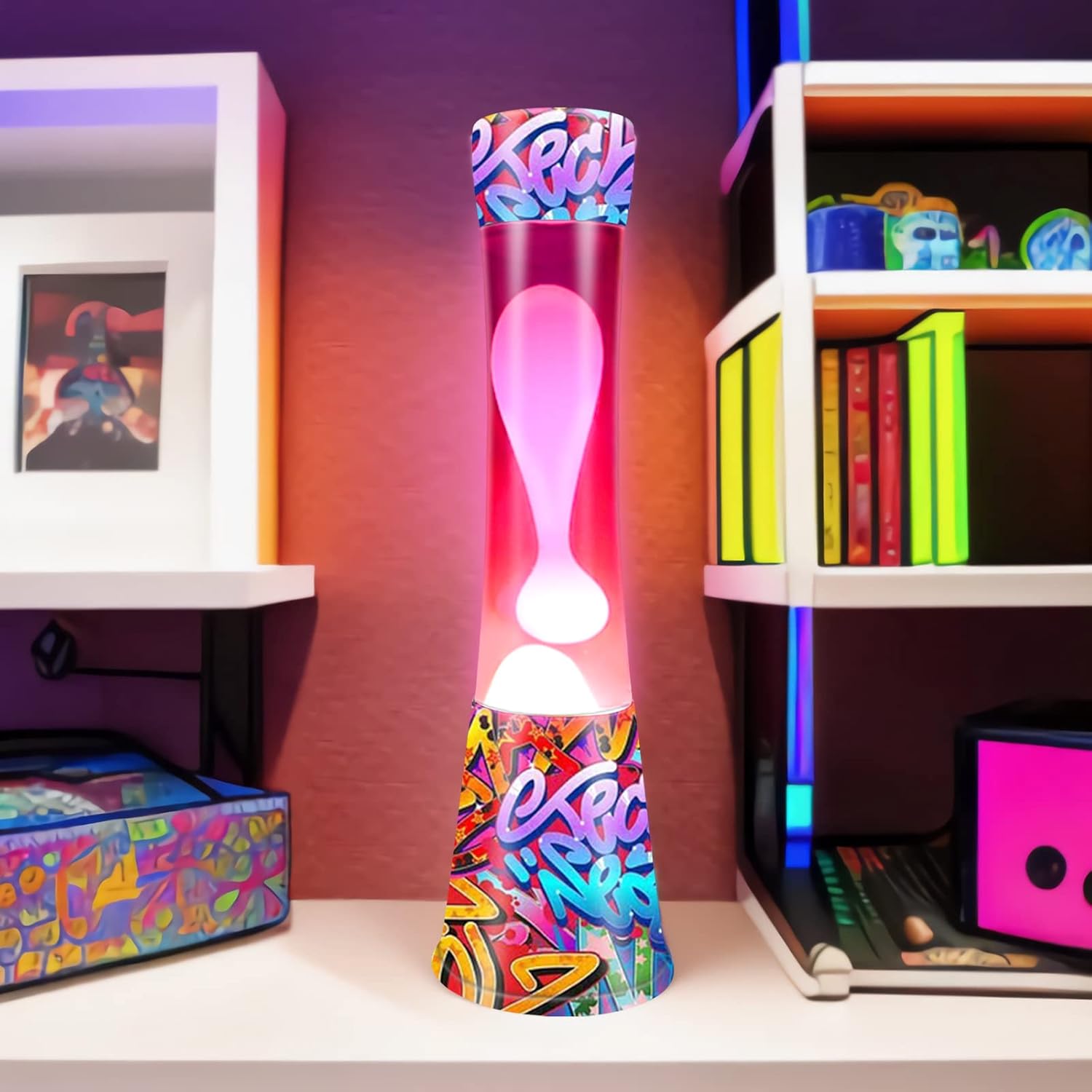 Luz nocturna para adultos, lámparas de cera grandes de 16 pulgadas con color blanco líquido de cera fresca, lámpara de mesa de estado de ánimo,