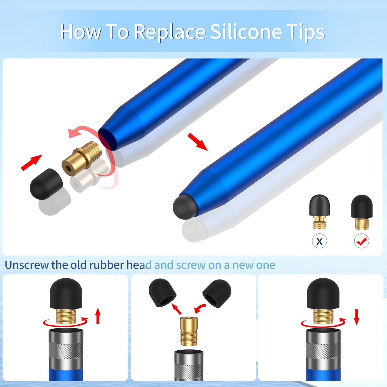 Lápiz capacitivo para pantallas táctiles (5 unidades), lápiz capacitivo para iPadiPhoneSamsung Galaxy  tabletas, todos los dispositivos universales