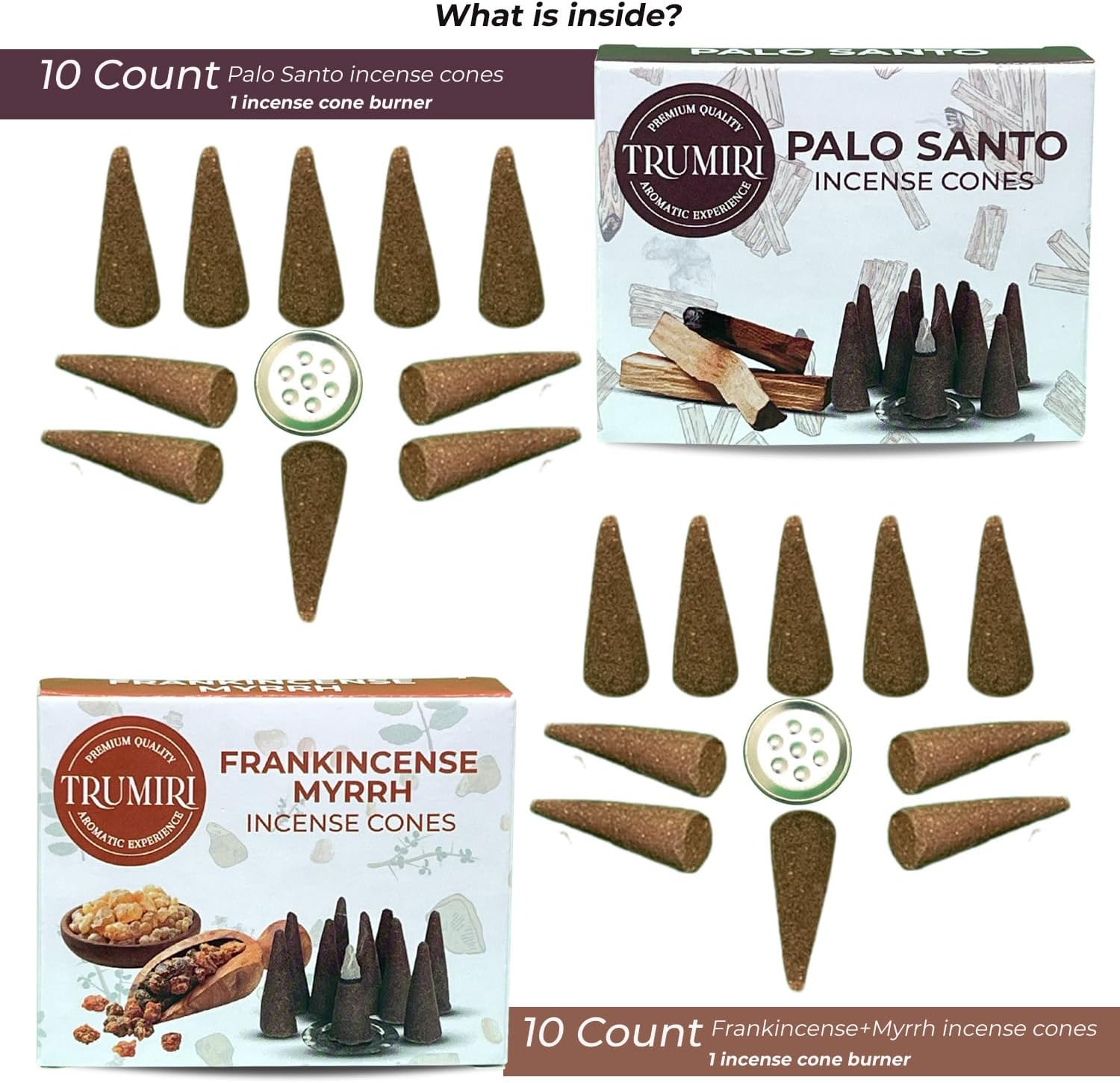 Conos de incienso  Paquete combinado de 20 conos de incienso  10 mirras de incienso + 10 Palo Santo  Conos de insencia  Conos de incienso perfumados