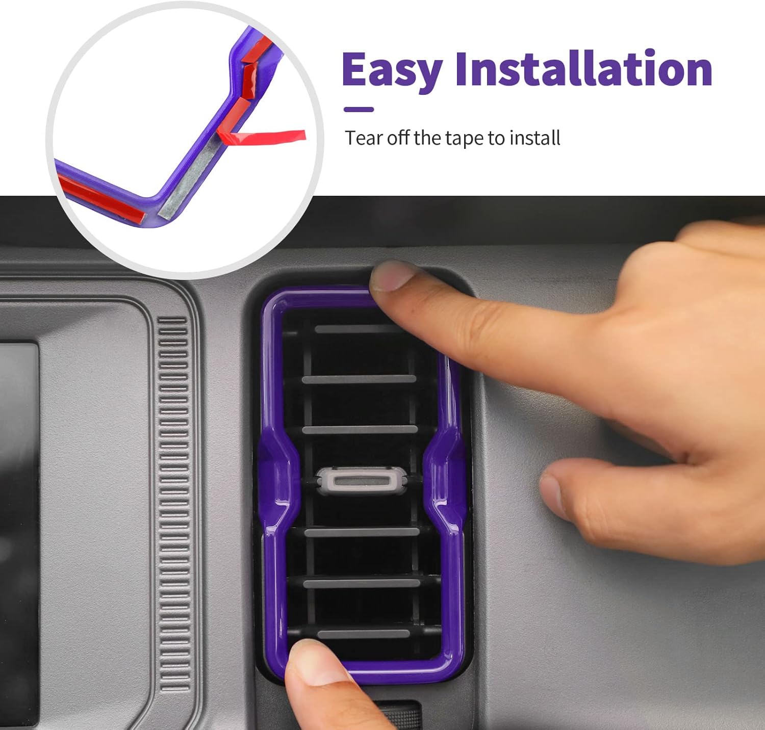 Cubierta de anillo lateral de ventilación de aire para consola central compatible con Ford Bronco 2021 2022 2023 (morado)