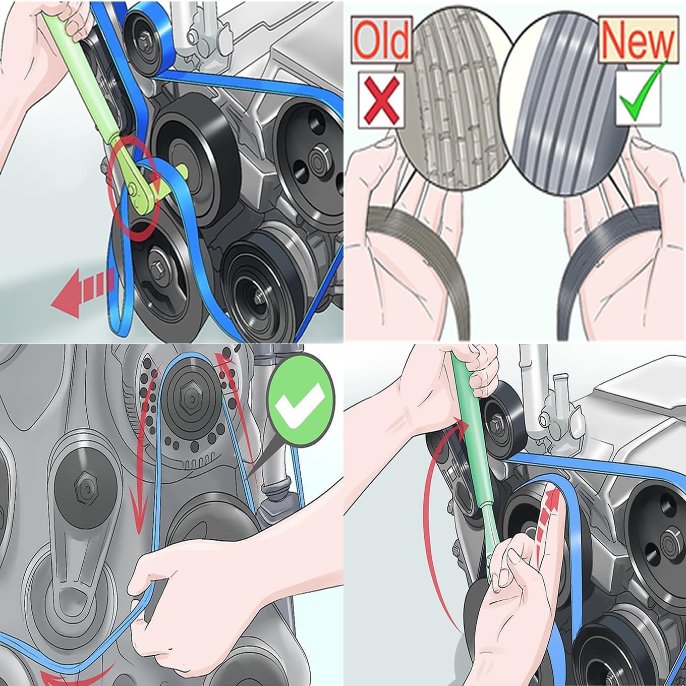 6PK960 Correa de serpentina de transmisión Micro V de goma 6 costillas de repuesto para CX-3 2020 Mazda 3 2019 Negro