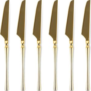 Blue Sky Infinity Flatware – Cuchillos desechables dorados, 32 unidades, cubiertos de plástico elegantes para eventos y celebraciones elegantes Blue Sky Infinity Flatware – Cuchillos desechables dorados, 32 unidades, cubiertos de plástico elegantes para eventos y celebraciones elegantes