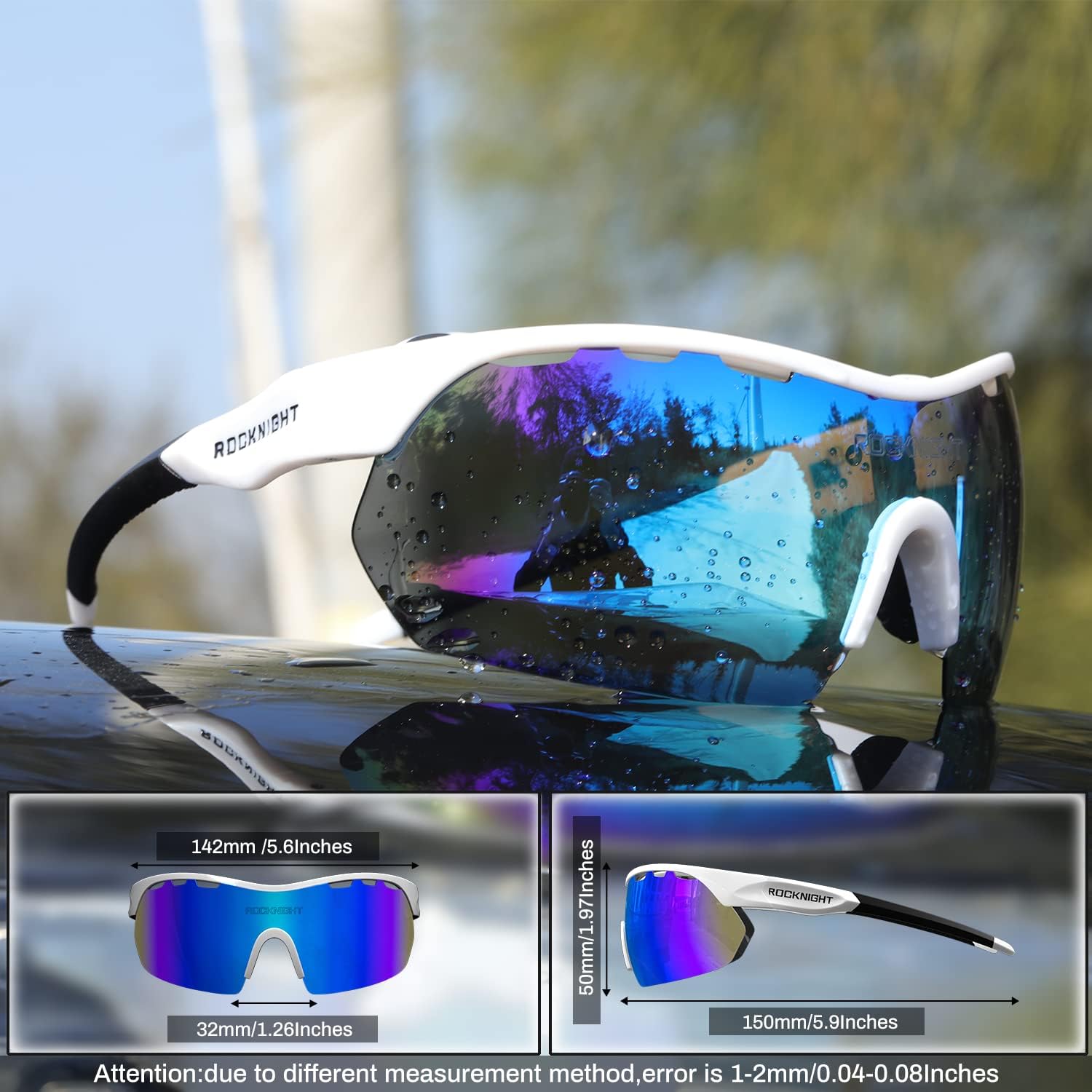ROCKNIGHT HD polarizado deportes gafas de sol ciclismo conducción béisbol al aire libre ultraligero TR90 marco lente grande