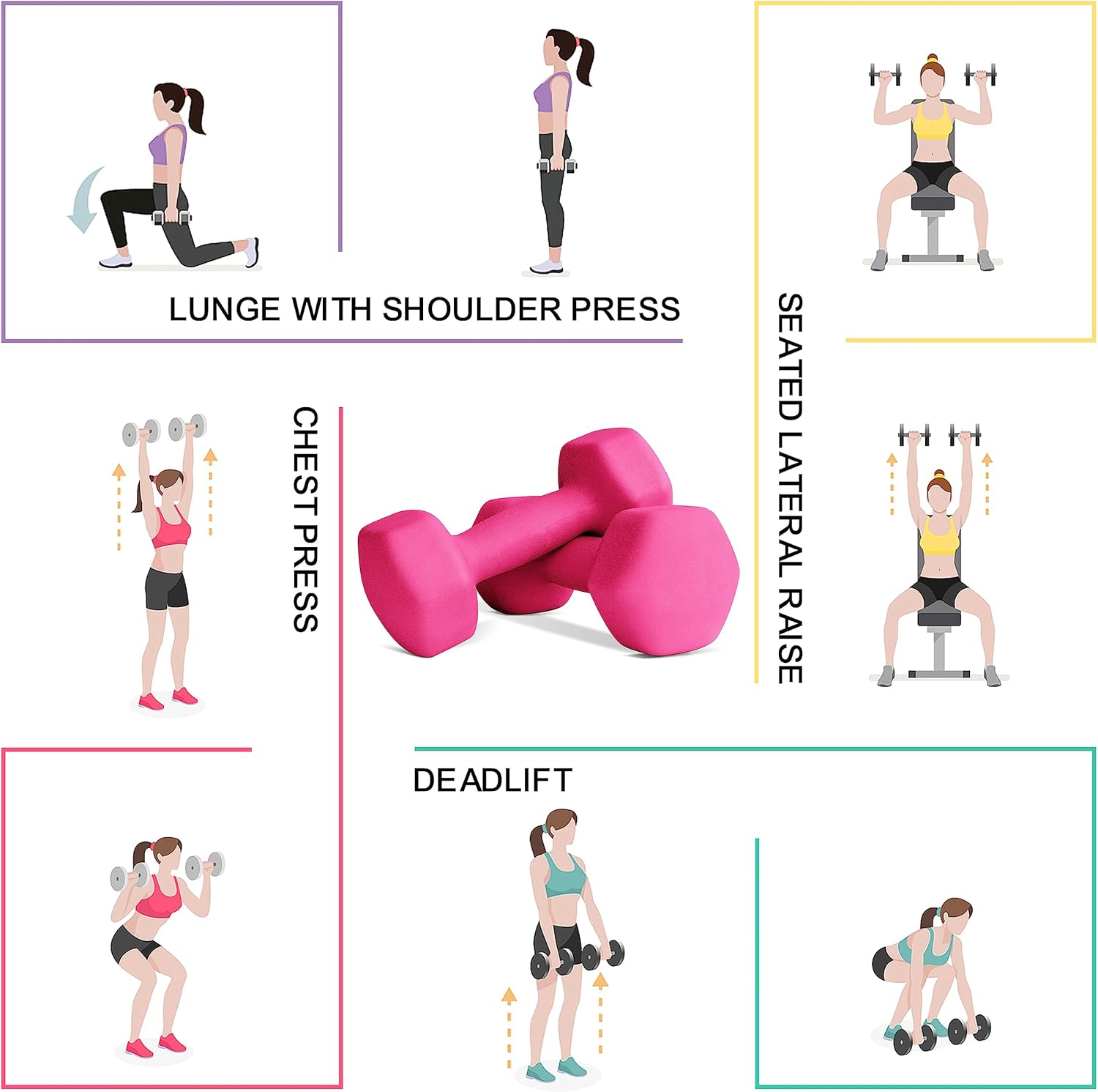 Balelinko Equipo de gimnasio en casa, entrenamiento de fuerza, pérdida de peso, pesas de pilates, juegos de yoga, pesas libres para mujeres,