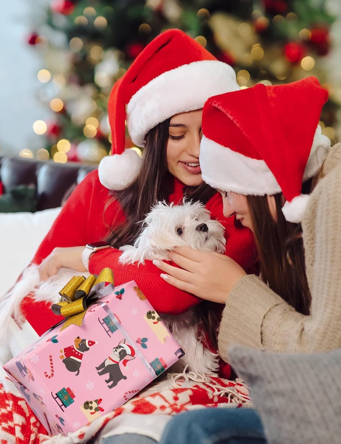 Rollos de papel de regalo de Navidad para perros, 3 rollos de papel de regalo de Navidad de 17 x 120 pulgadas, papel de regalo de Navidad, papel de