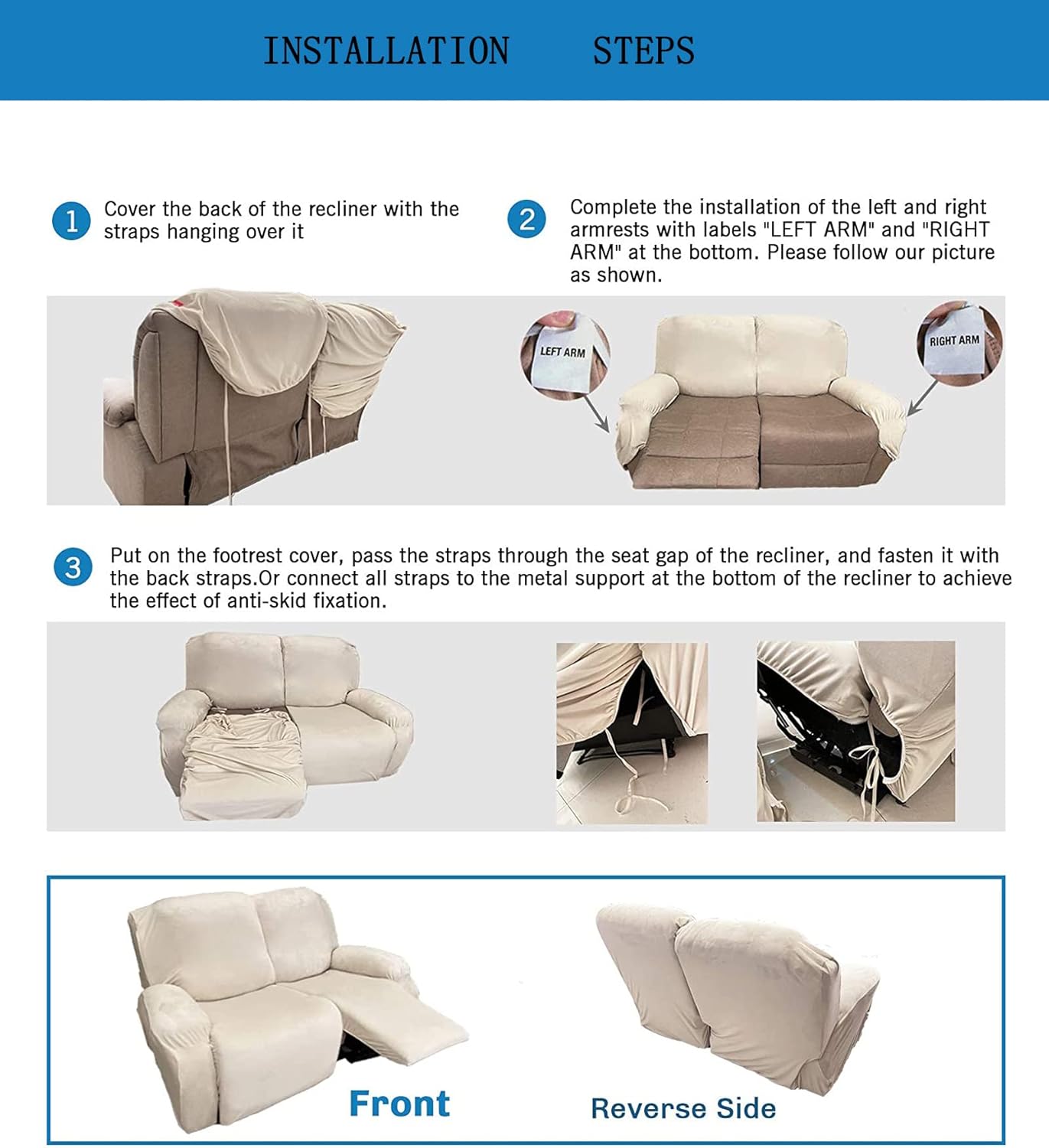 IMYOGI Fundas para sofá de alta elasticidad de terciopelo para sofá reclinable de 1, 2 y 3 plazas, protector de muebles con parte inferior elástica