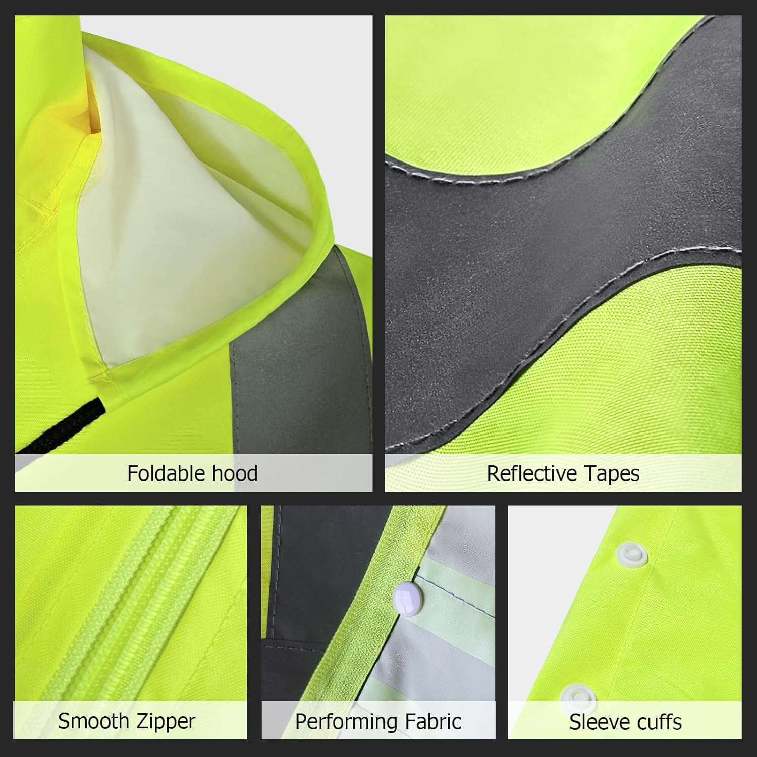 Uno Mejor Abrigo y pantalones de lluvia de alta visibilidad, traje de lluvia de alta visibilidad para hombres, chaqueta impermeable con capucha,