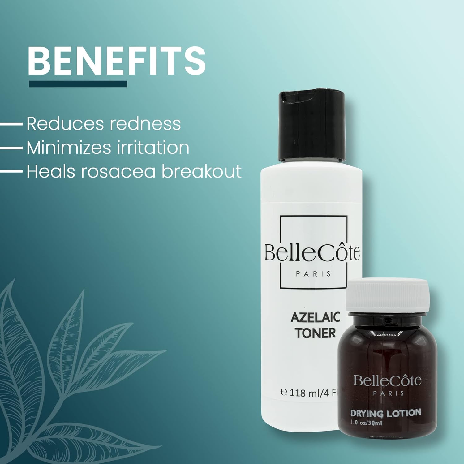 Azelaic Toner – Loción de secado Duo – Juego de tratamiento facial para rosácea y manchas de acné quístico, alivio calmante del enrojecimiento,