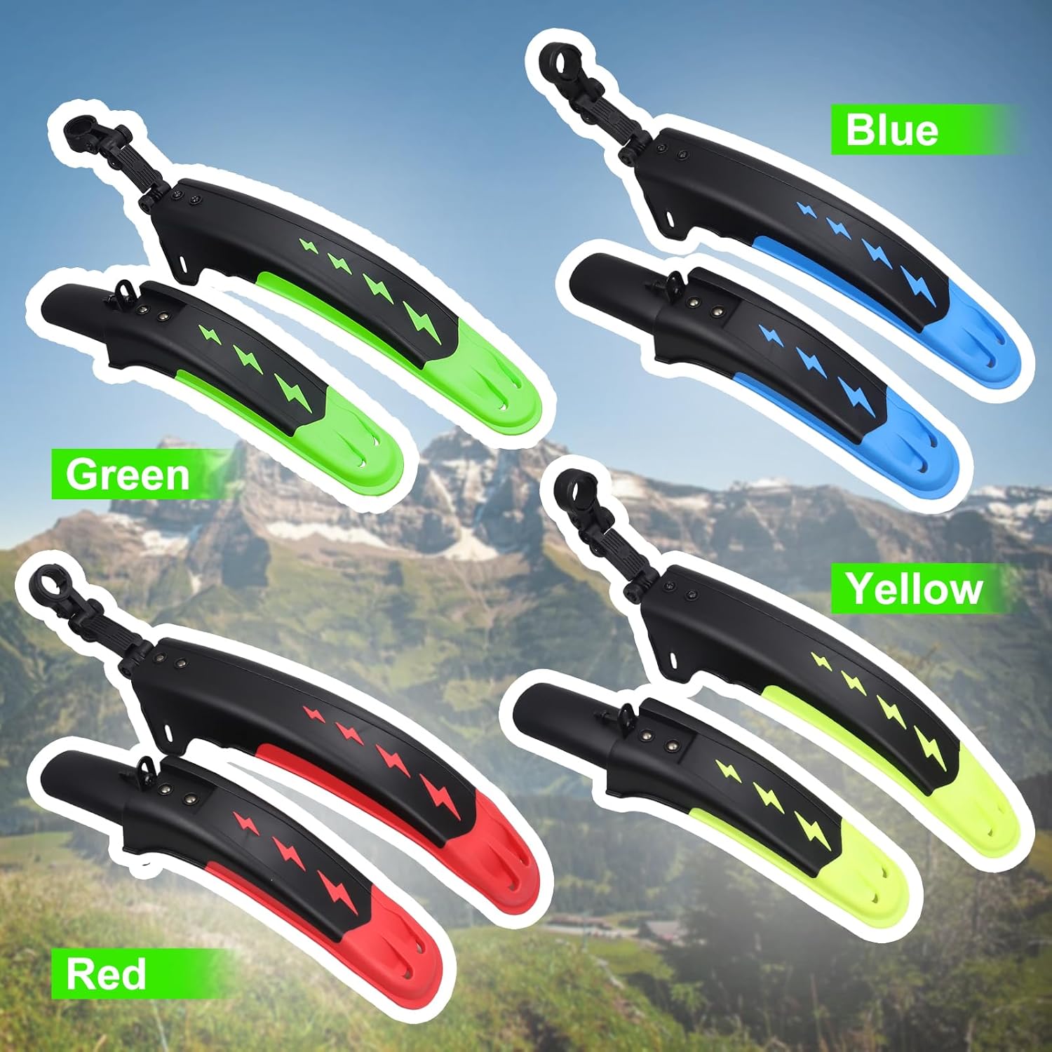 Bike Fender Set Mudguard Set Front and Rear 2 Parts-Universal Full Cover Thicken Widen Bicycle Adjustable Bike Fender Mud Guard Mudflap for MTB Road