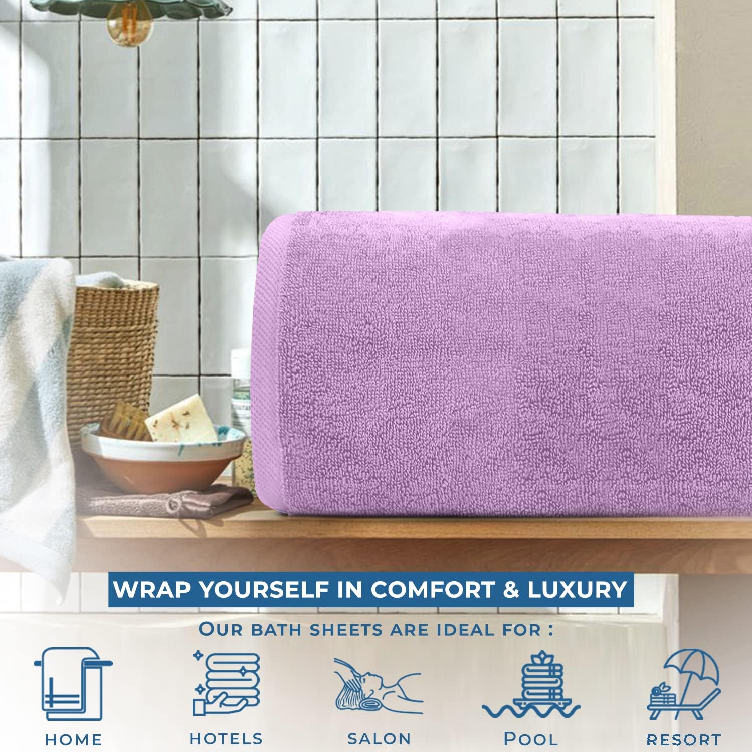 DAN RIVER Toalla de baño extragrande 100% algodón de 40 x 80 pulgadas, paquete de 1 toalla de baño extragrande de 21.16 ozm, secado rápido, para
