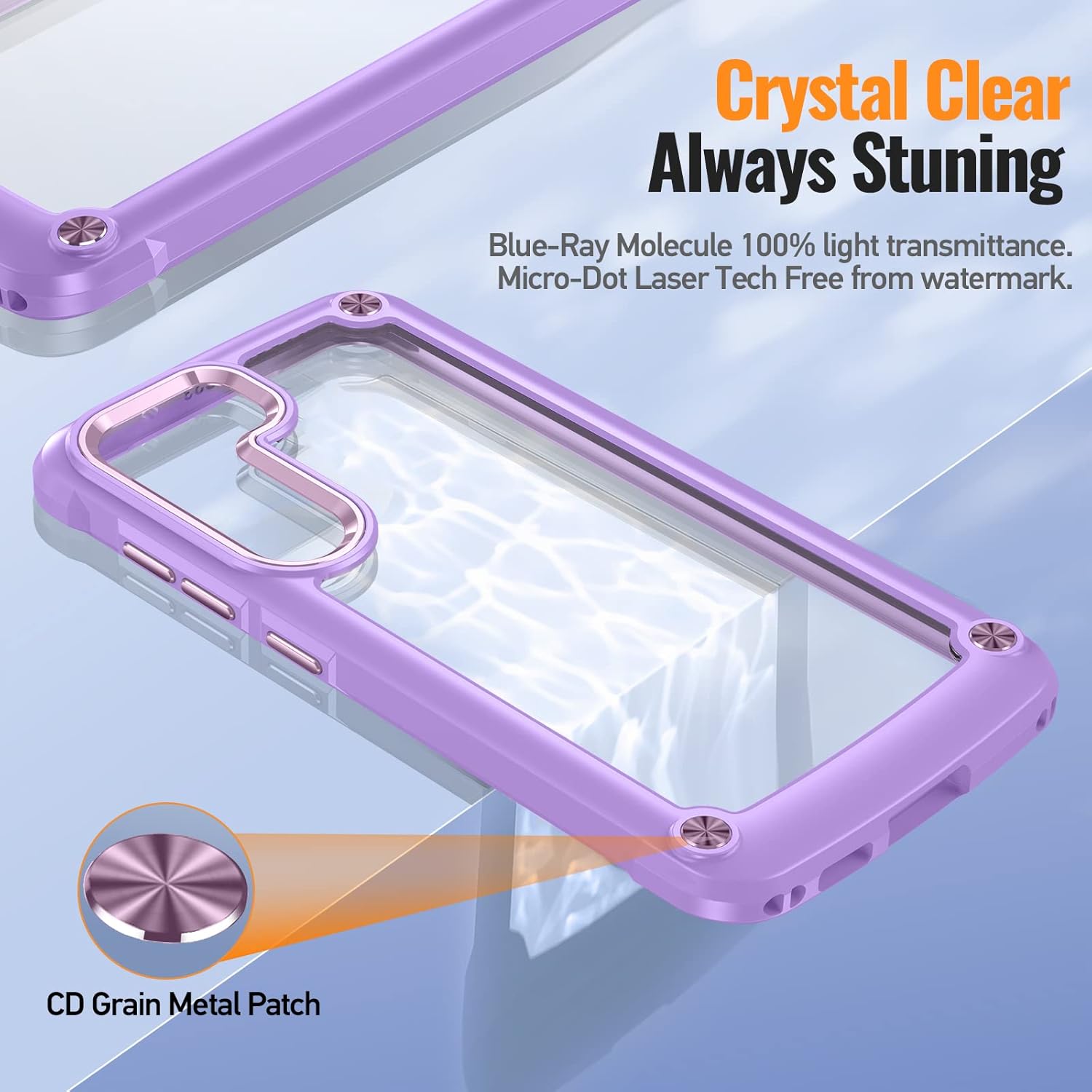 Oterkin Funda transparente para Samsung Galaxy S23+, antiamarilleo, 2 protectores de pantalla de vidrio templado, 4 bolsas de aire, a prueba de