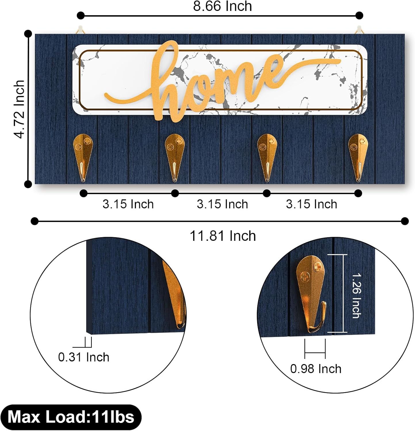 Soporte para llaves de pared, ganchos decorativos para llaves, sin clavos, autoadhesivo, para entrada, pasillo, cocina, dormitorio, decoración del